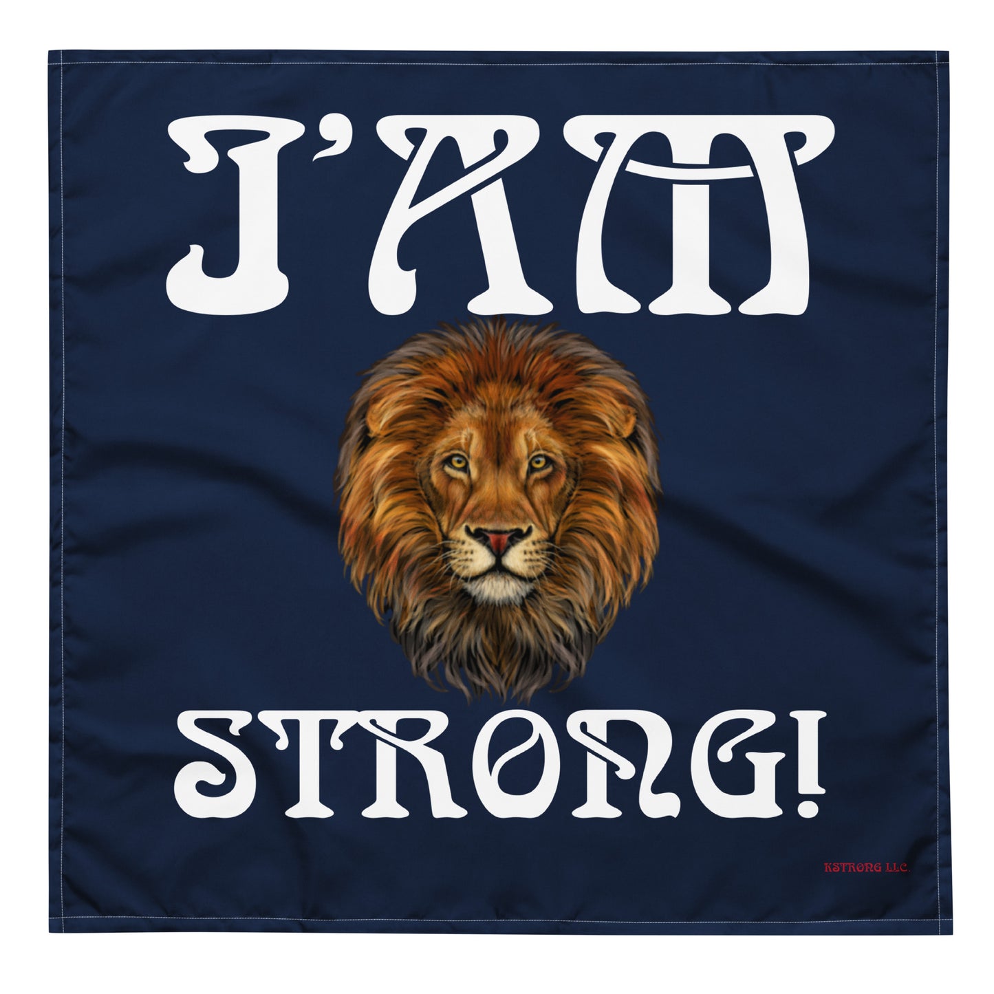“I’AM STRONG!”Navy All-Over Print Bandana W/White Font