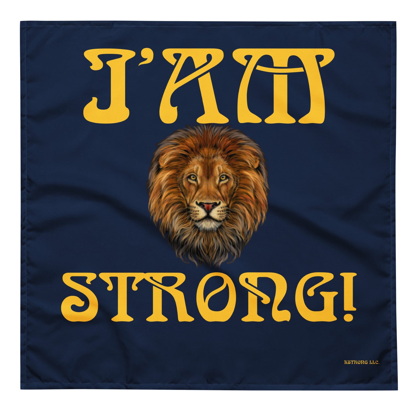 “I’AM STRONG!”Navy All-Over Print Bandana W/Yellow Font