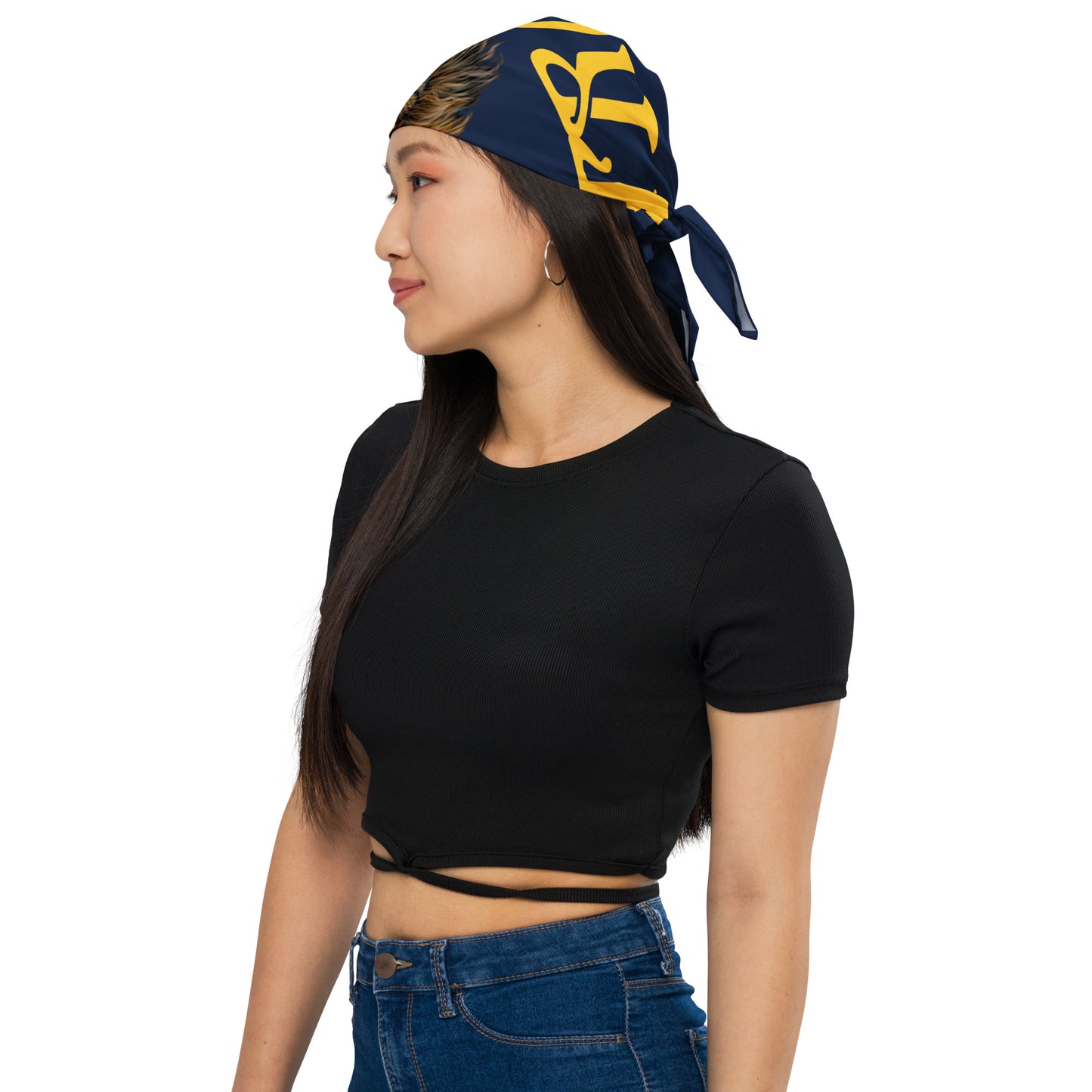 “I’AM STRONG!”Navy All-Over Print Bandana W/Yellow Font