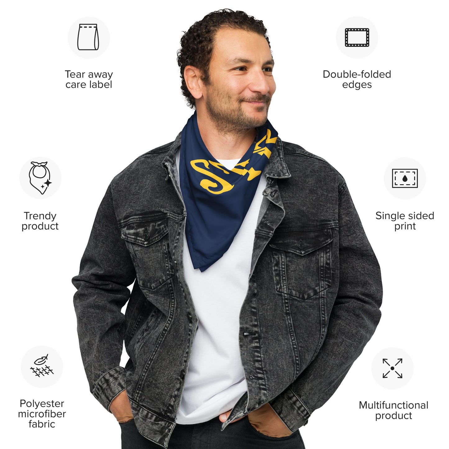 “I’AM STRONG!”Navy All-Over Print Bandana W/Yellow Font
