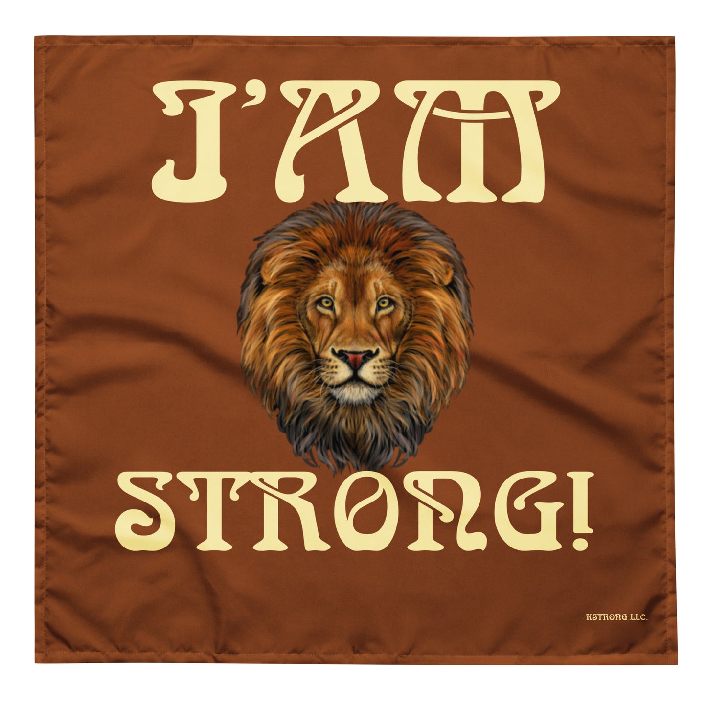 “I’AM STRONG!”Brown All-Over Print Bandana W/Banana Font