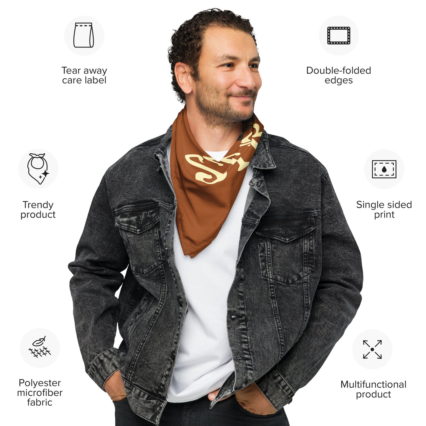 “I’AM STRONG!”Brown All-Over Print Bandana W/Banana Font