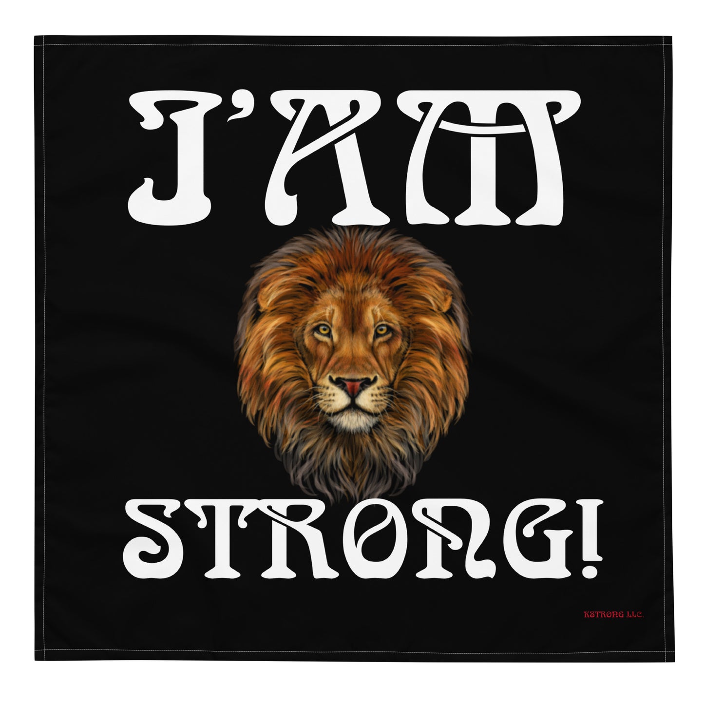 “I’AM STRONG!”Black All-Over Print Bandana W/White Font