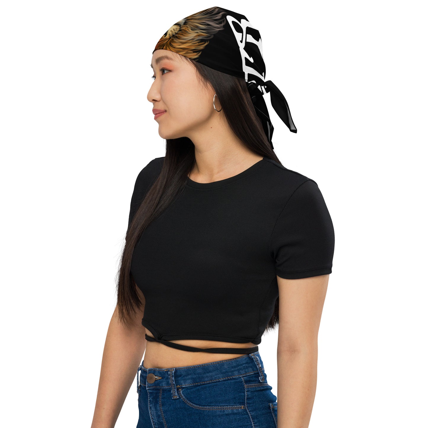 “I’AM STRONG!”Black All-Over Print Bandana W/White Font