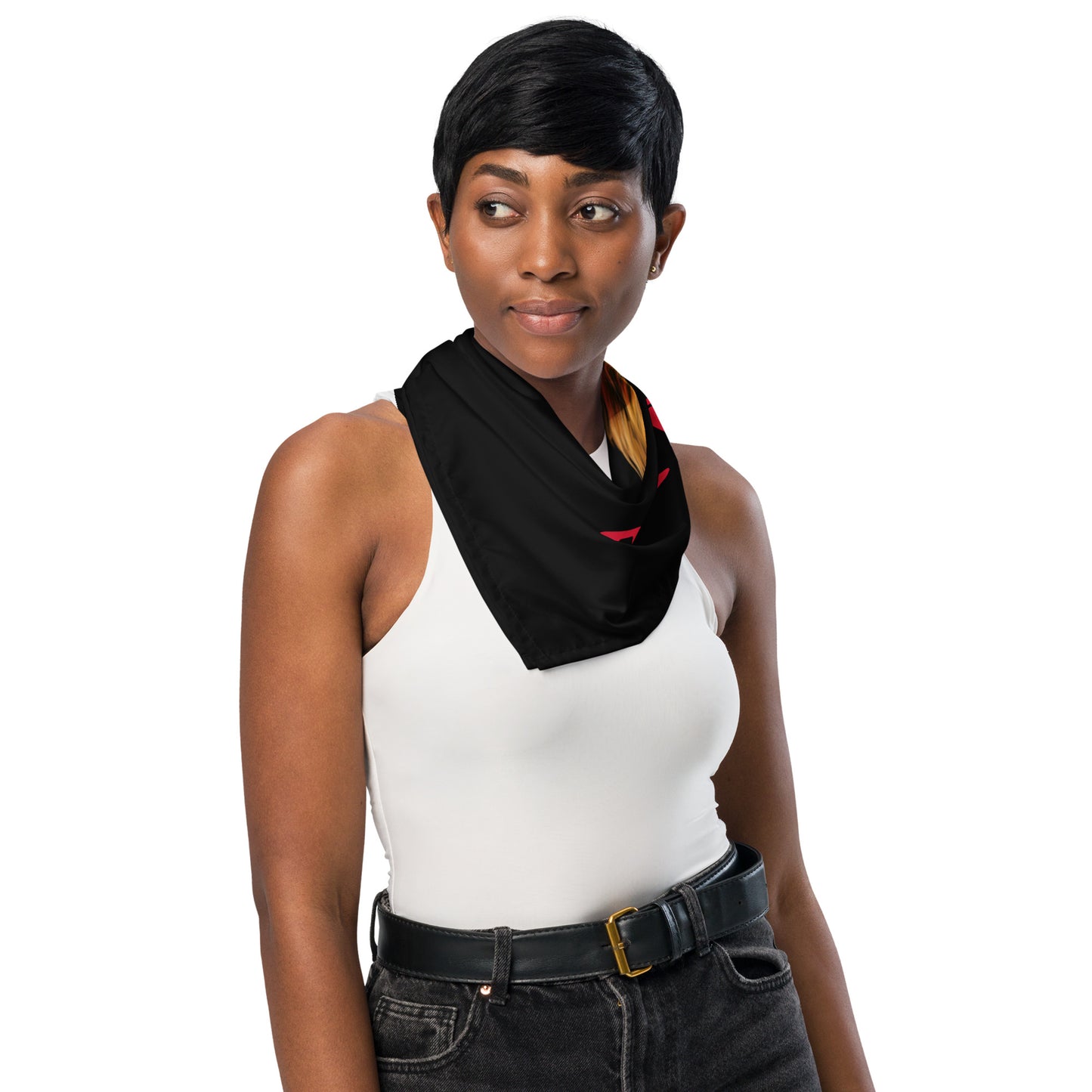 “I’AM STRONG!”Black All-Over Print Bandana W/Red Font