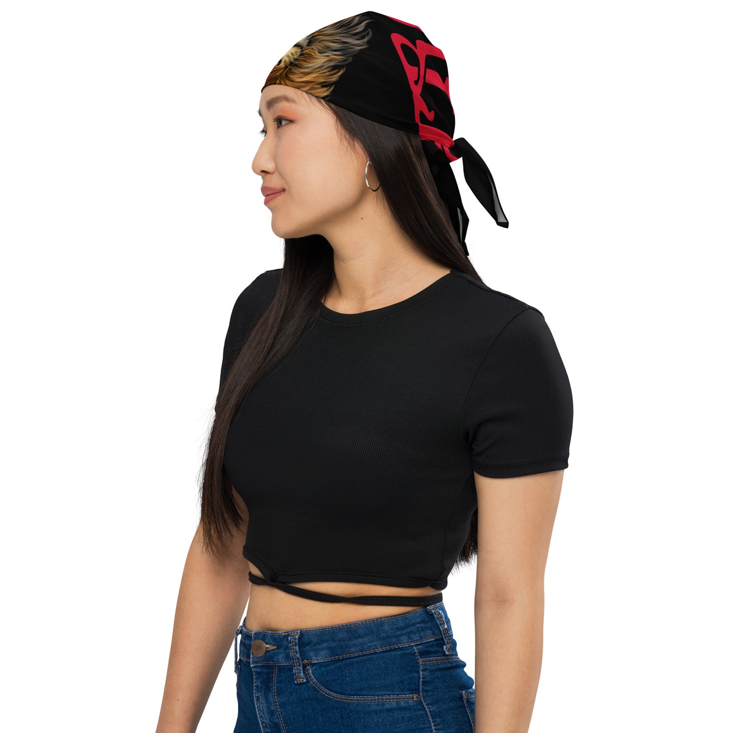 “I’AM STRONG!”Black All-Over Print Bandana W/Red Font