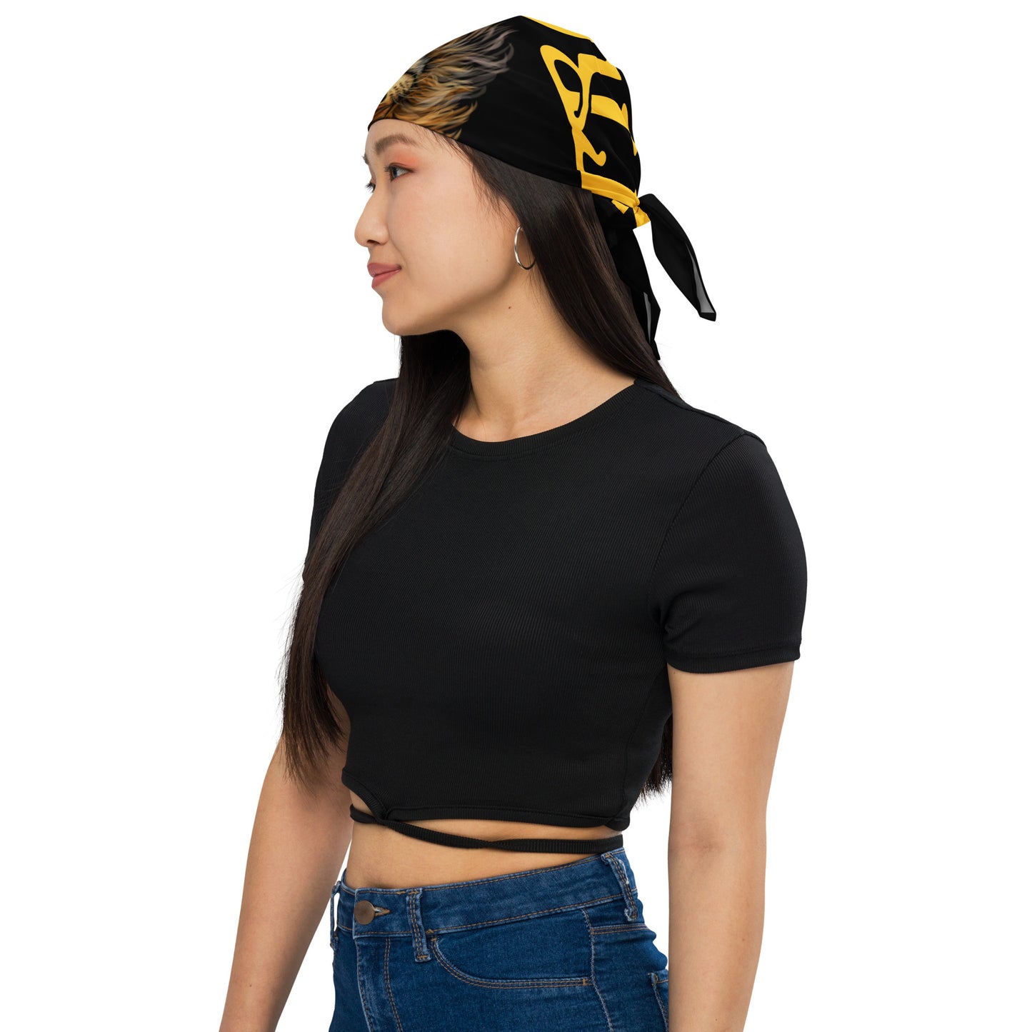 “I’AM STRONG!”Black All-Over Print Bandana W/Yellow Font