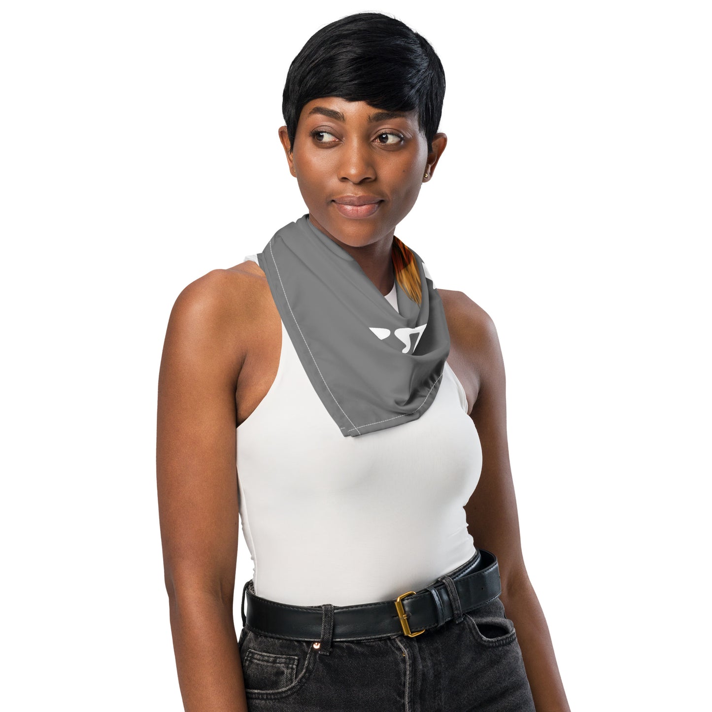 “I’AM STRONG!”Grey All-Over Print Bandana W/White Font