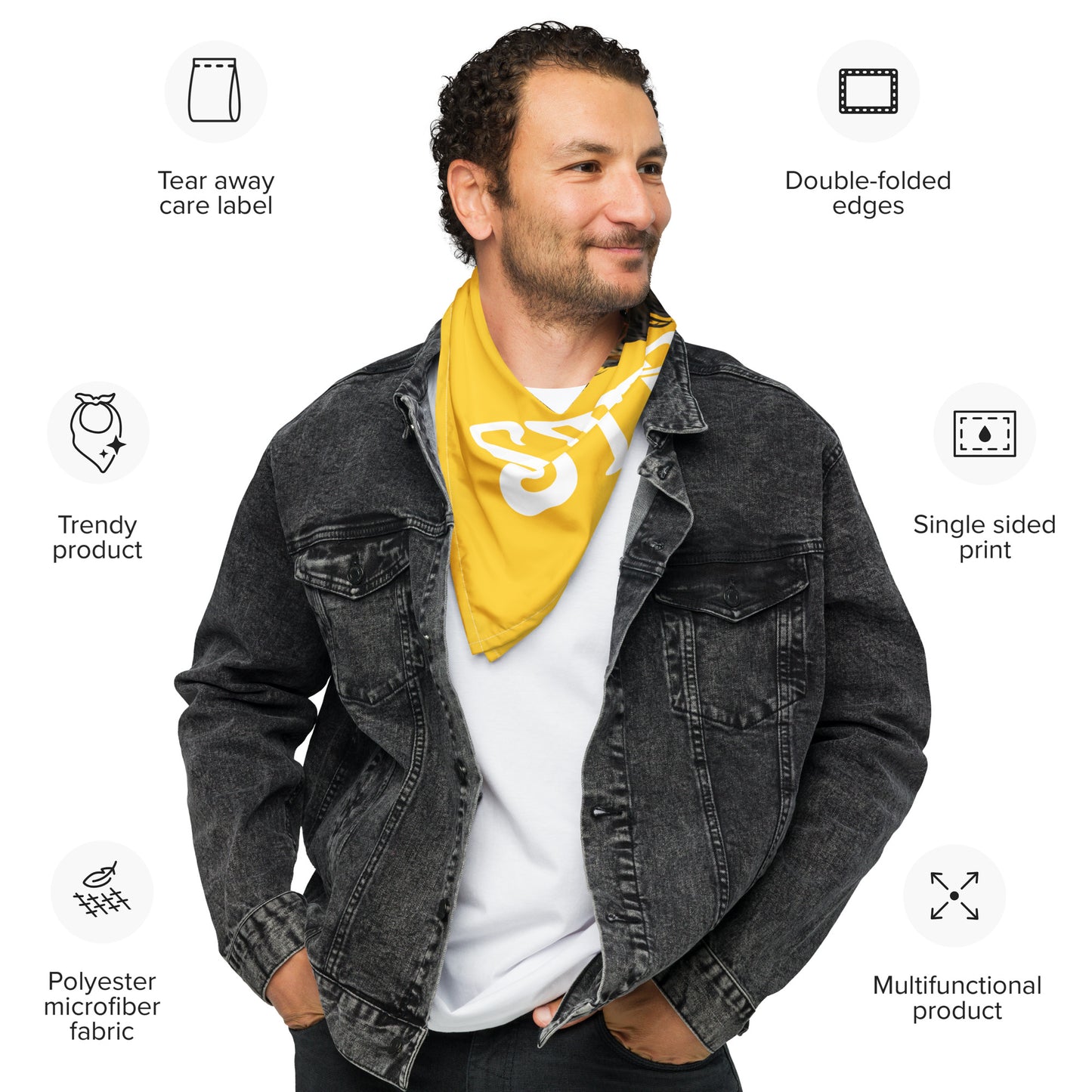 “I’AM STRONG!”Yellow All-Over Print Bandana W/White Font