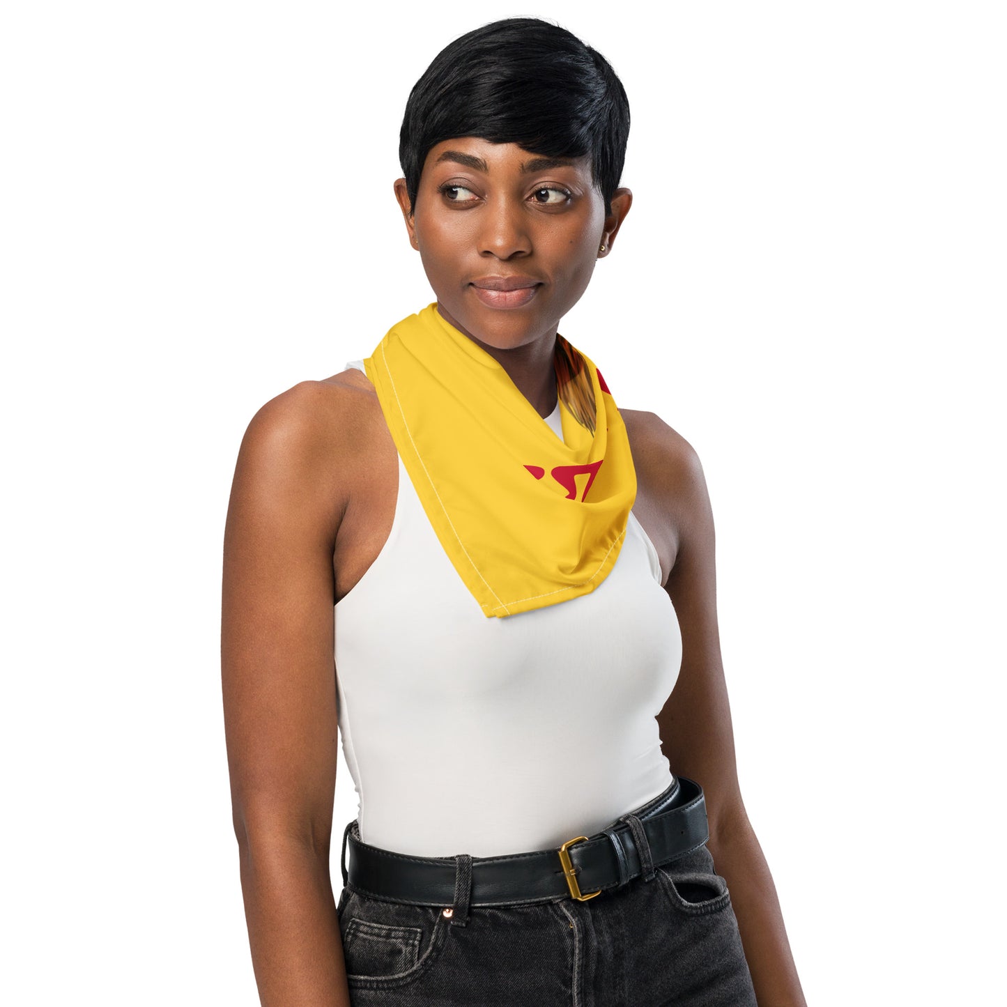 “I’AM STRONG!”Yellow All-Over Print Bandana W/Red Font