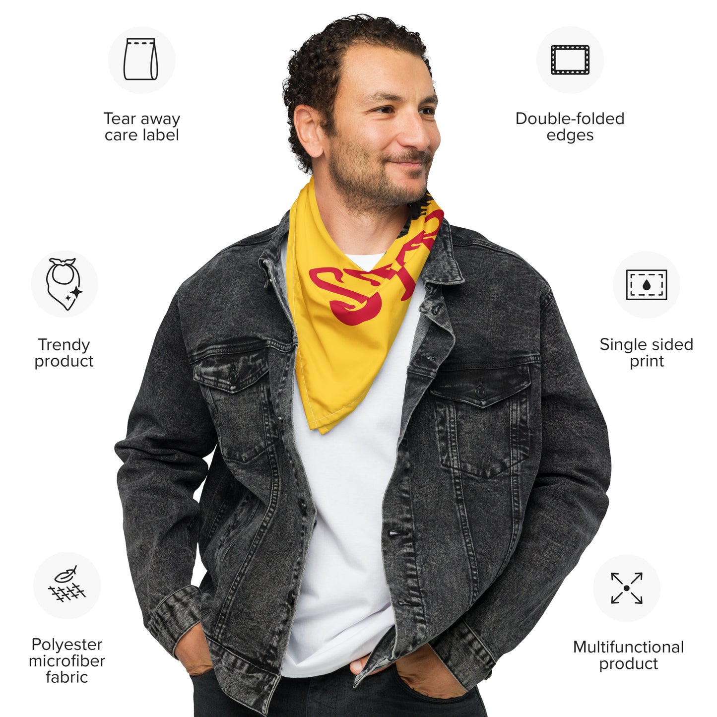 “I’AM STRONG!”Yellow All-Over Print Bandana W/Red Font