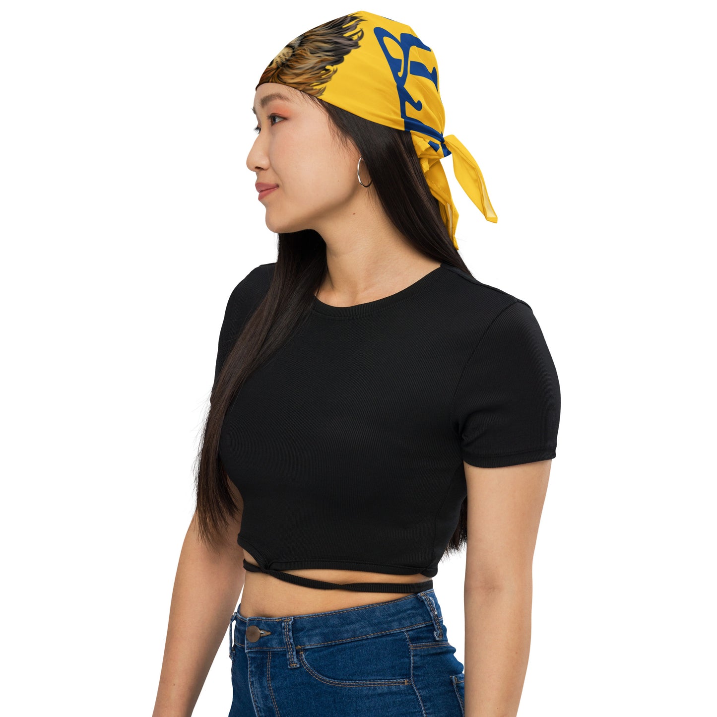 “I’AM STRONG!”Yellow All-Over Print Bandana W/Blue Font