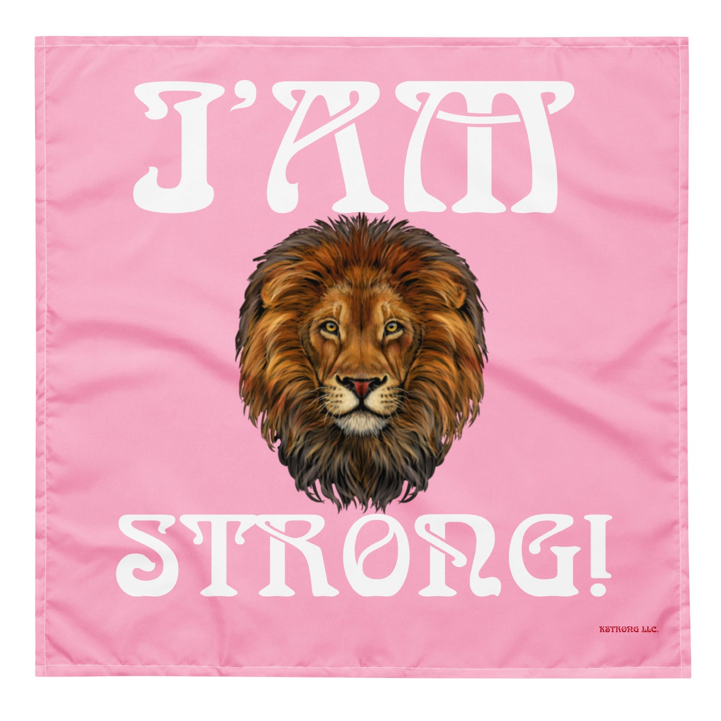 “I’AM STRONG!”Cotton Candy All-Over Print Bandana W/White Font