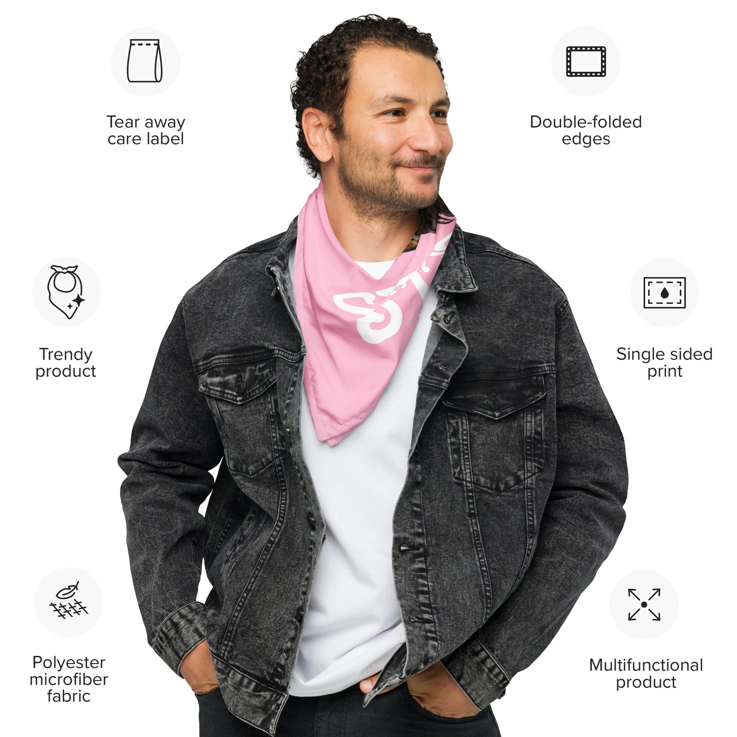 “I’AM STRONG!”Cotton Candy All-Over Print Bandana W/White Font