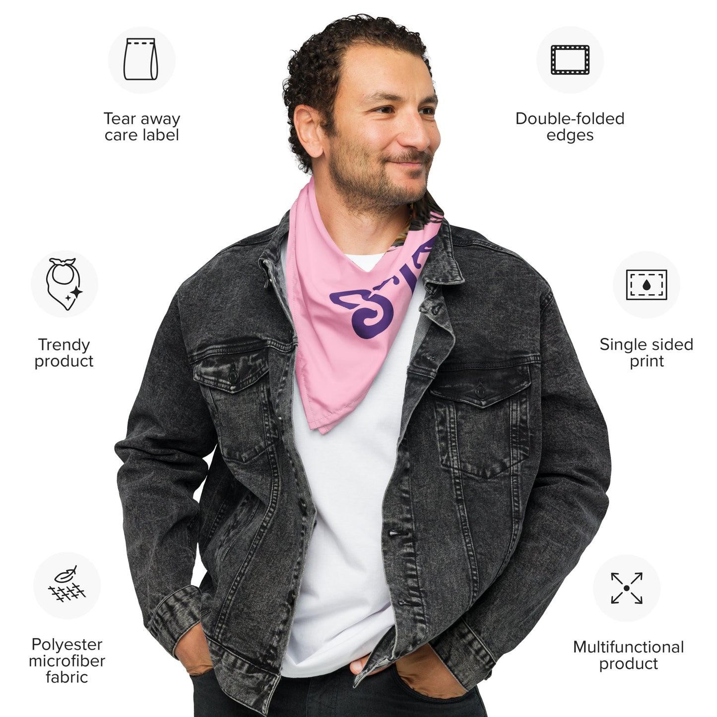 “I’AM STRONG!” Cotton Candy All-Over Print Bandana W/Purple Font