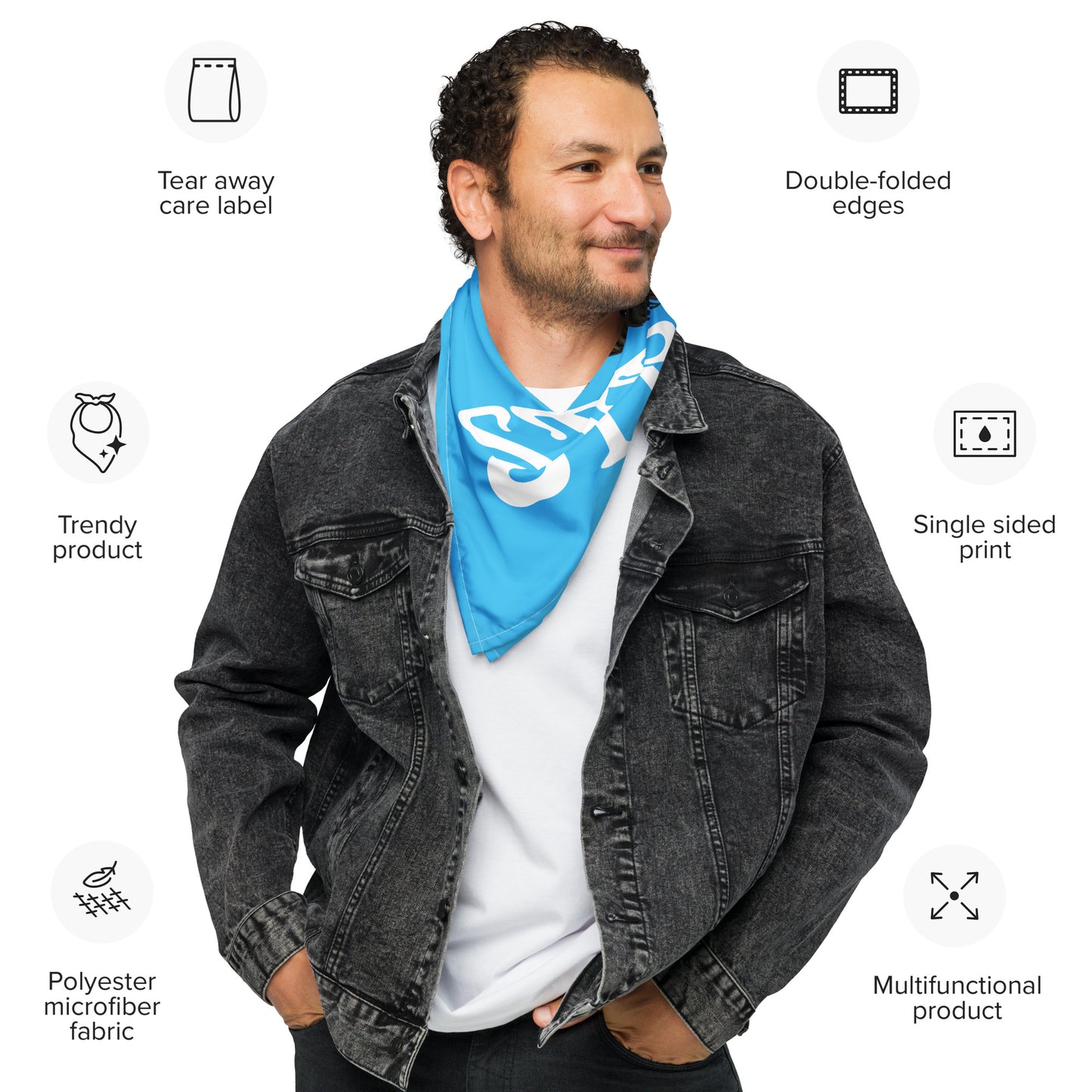 “I’AM STRONG!”SkyBlue All-Over Print Bandana W/White Font
