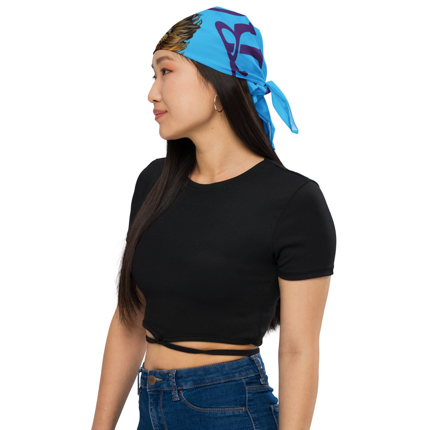 “I’AM STRONG!”SkyBlue All-Over Print Bandana W/Purple Font