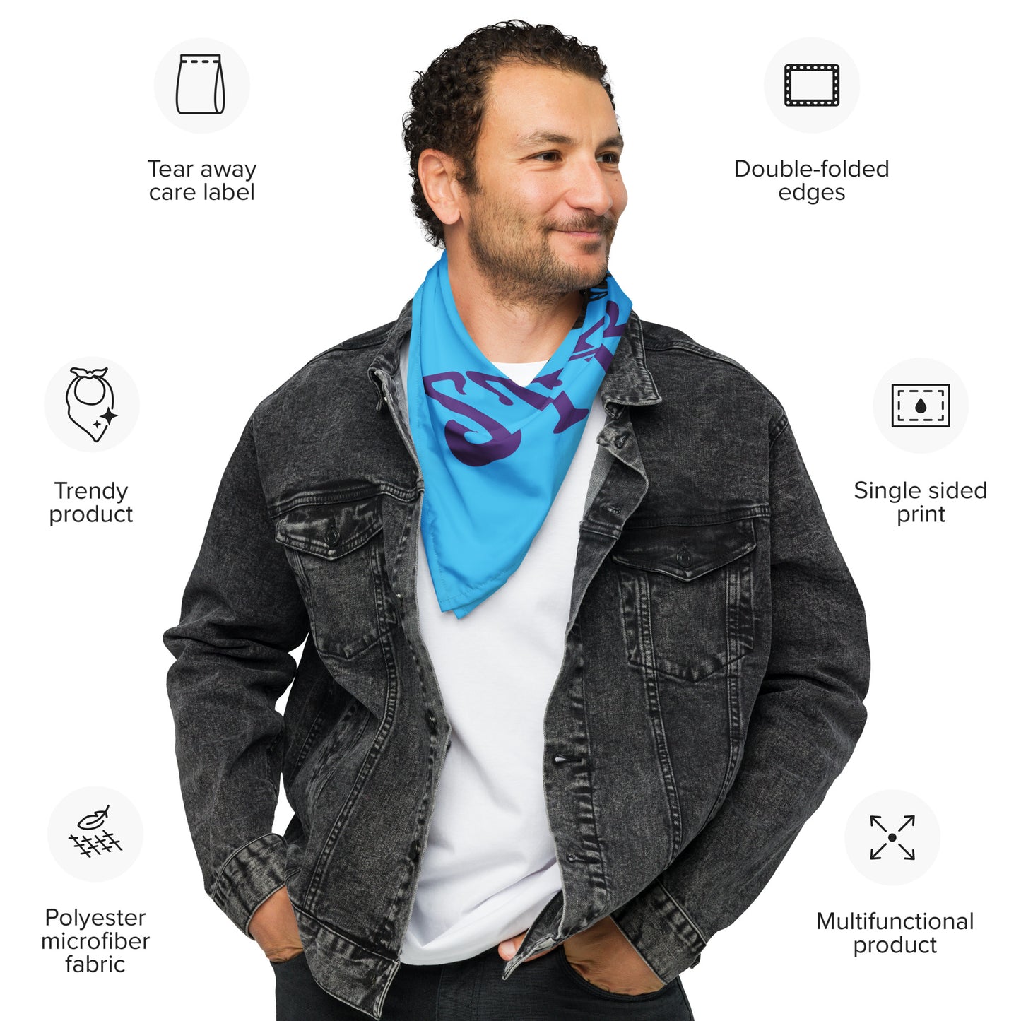 “I’AM STRONG!”SkyBlue All-Over Print Bandana W/Purple Font