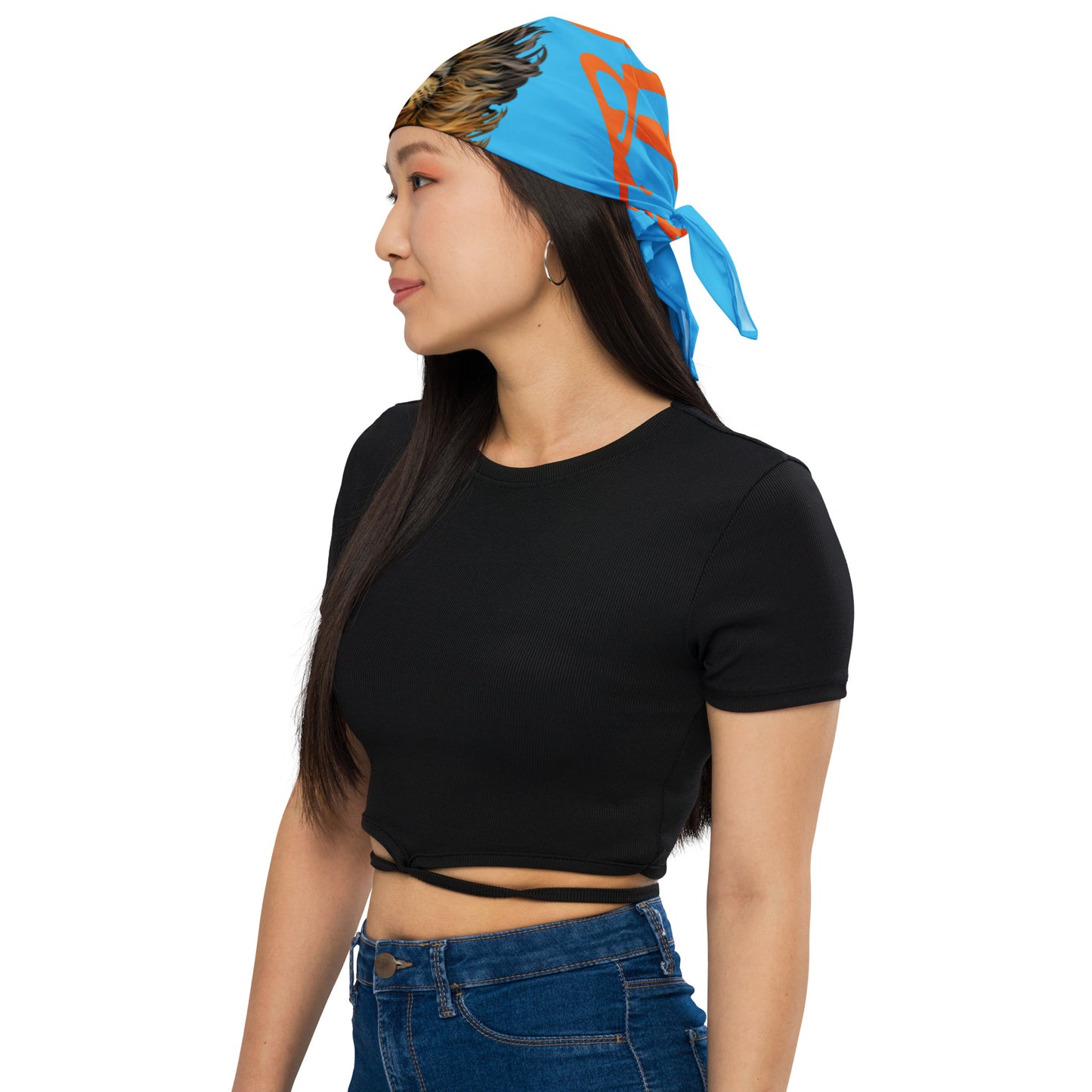 “I’AM STRONG!”SkyBlue All-Over Print Bandana W/Orange Font