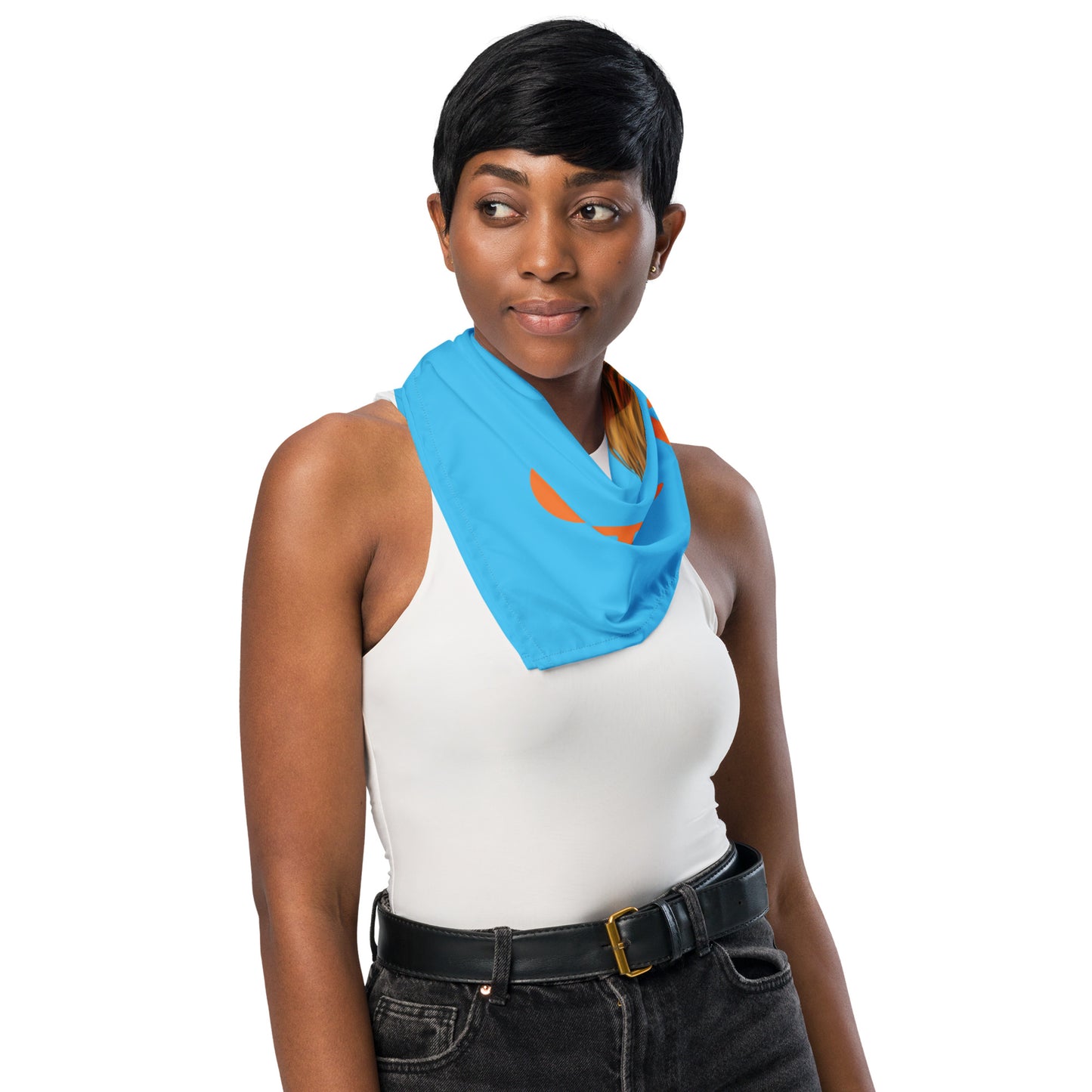 “I’AM STRONG!”SkyBlue All-Over Print Bandana W/Orange Font