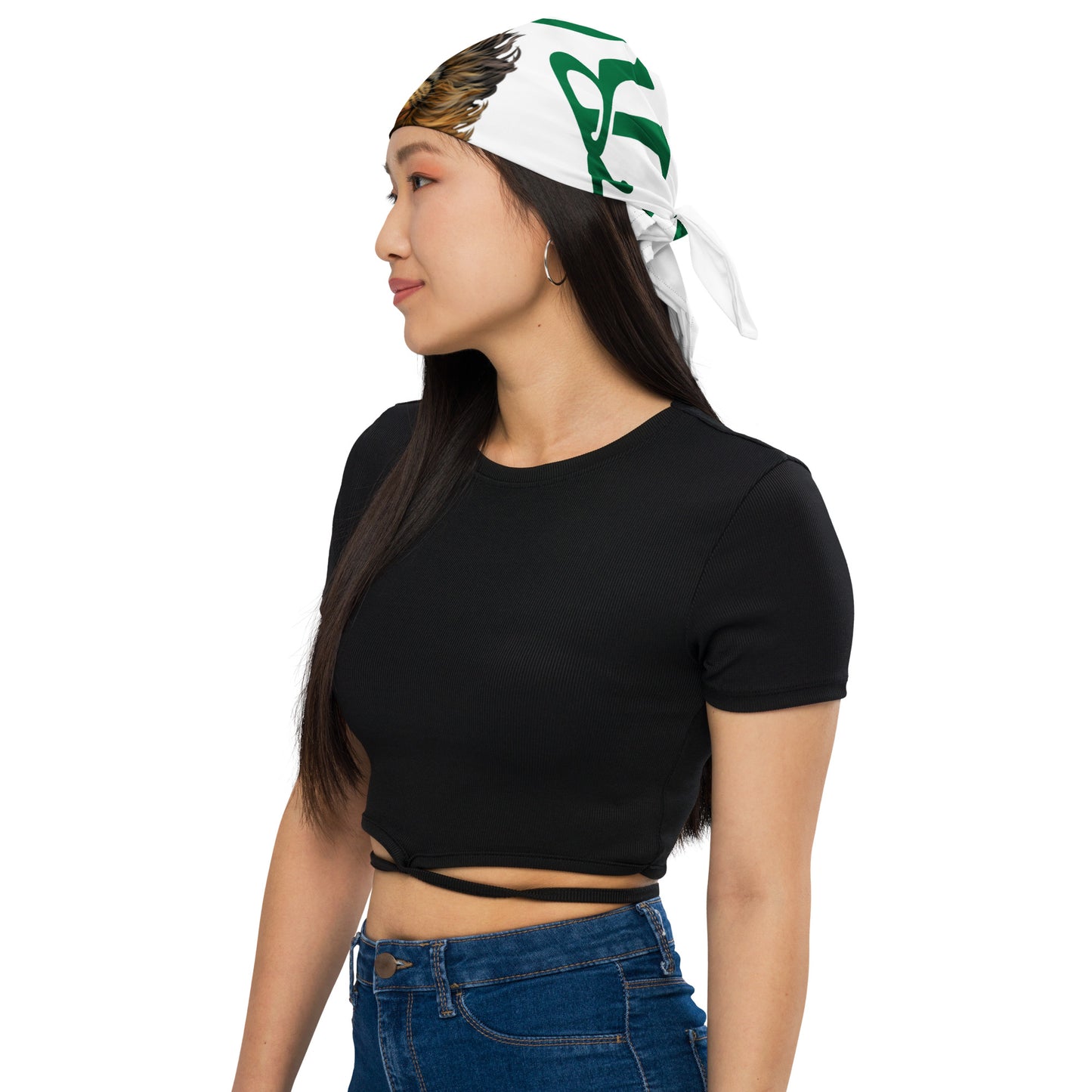 “I’AM STRONG!”White All-Over Print Bandana W/Green Font