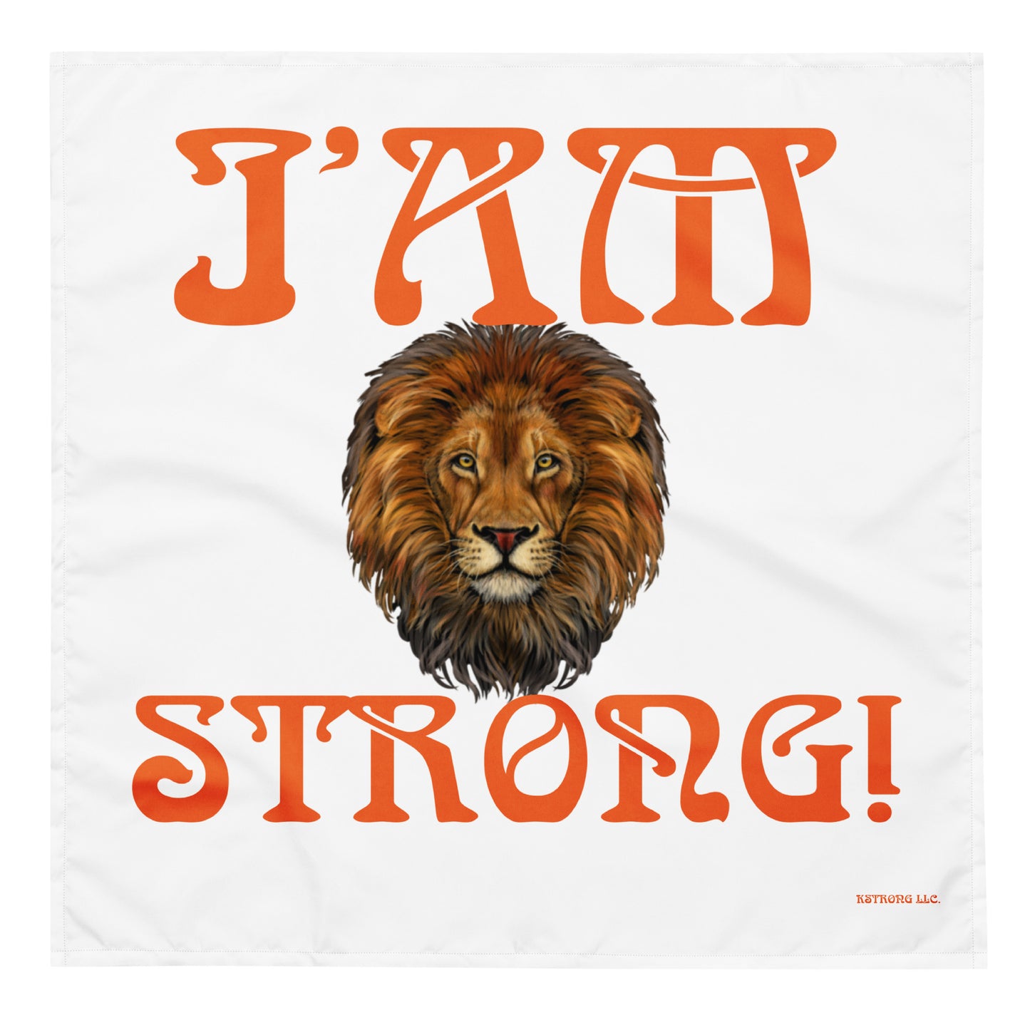 “I’AM STRONG!”White All-Over Print Bandana W/Orange Font