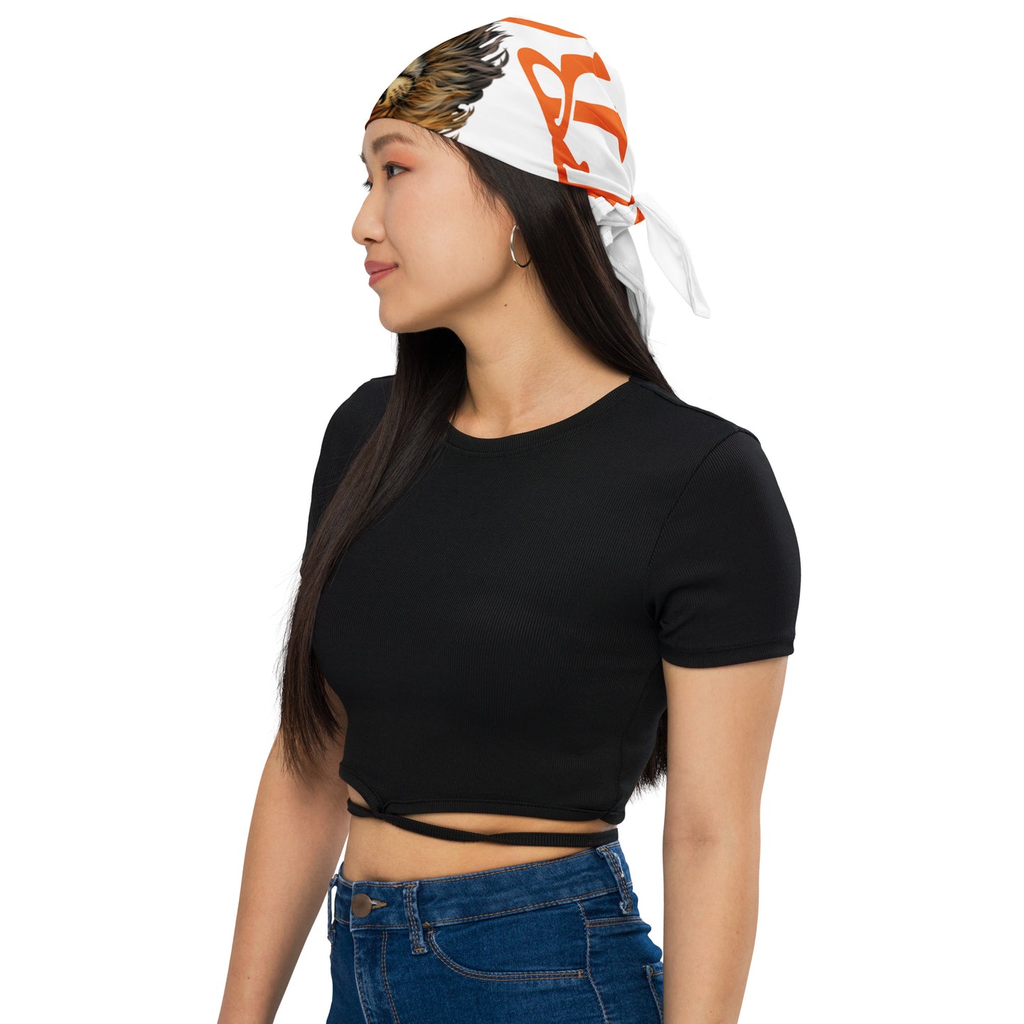 “I’AM STRONG!”White All-Over Print Bandana W/Orange Font