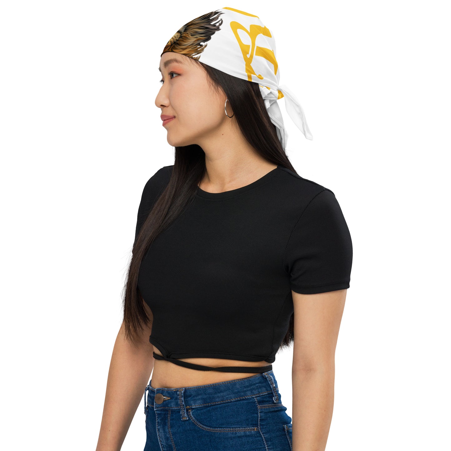 “I’AM STRONG!”White All-Over Print Bandana W/Yellow Font