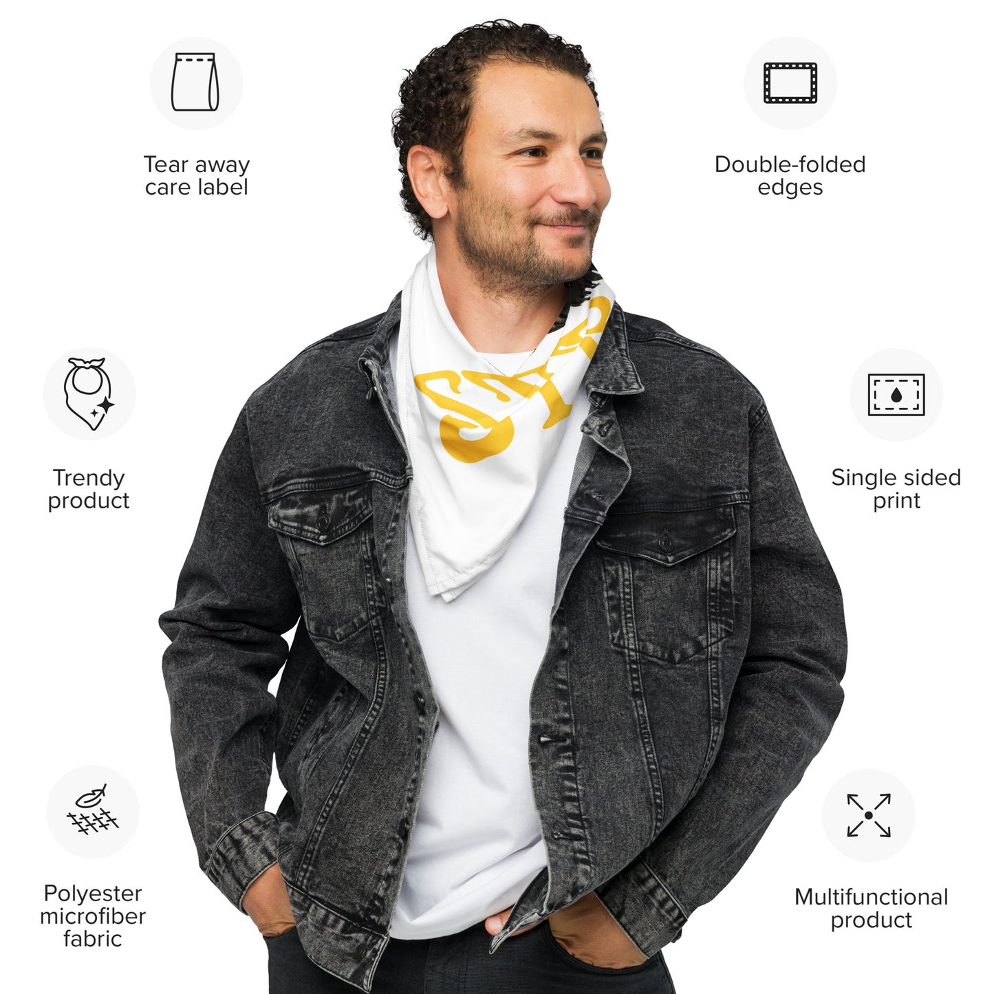 “I’AM STRONG!”White All-Over Print Bandana W/Yellow Font