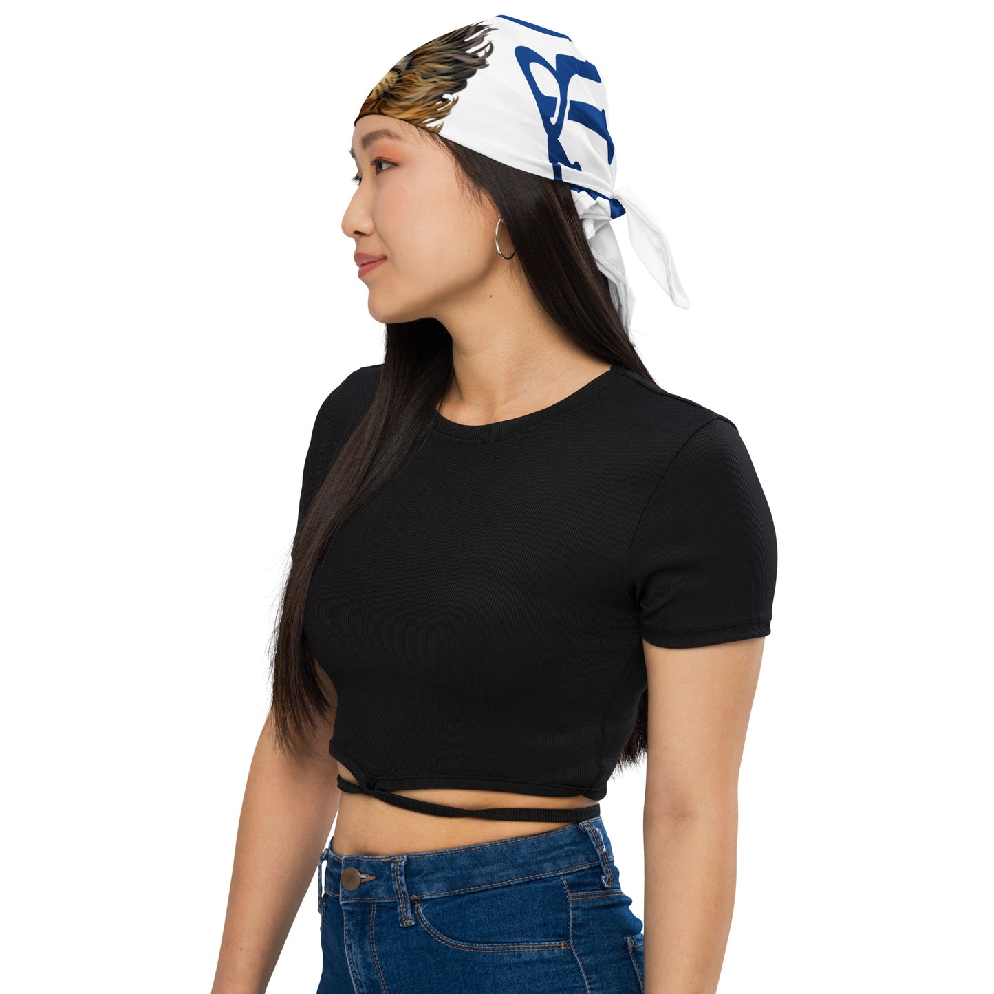 “I’AM STRONG!”White All-Over Print Bandana W/Blue Font