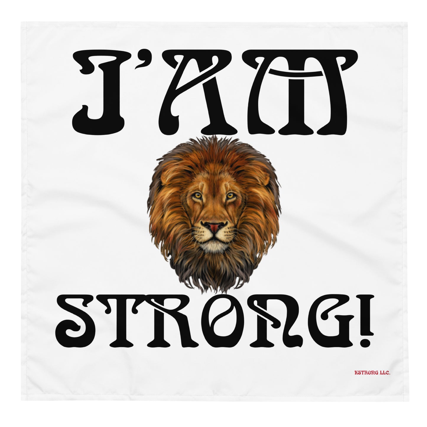 “I’AM STRONG!”White All-Over Print Bandana W/Black Font