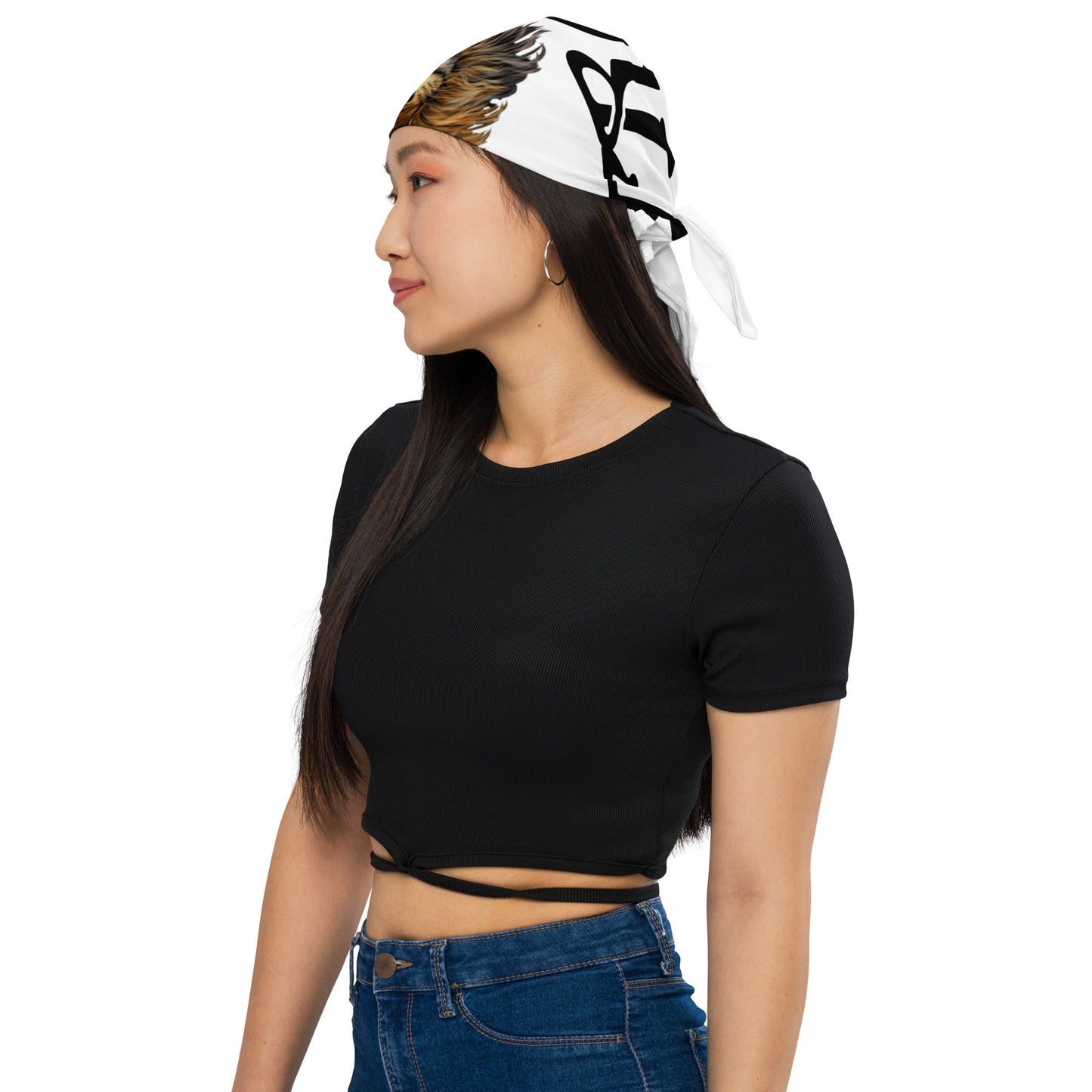 “I’AM STRONG!”White All-Over Print Bandana W/Black Font
