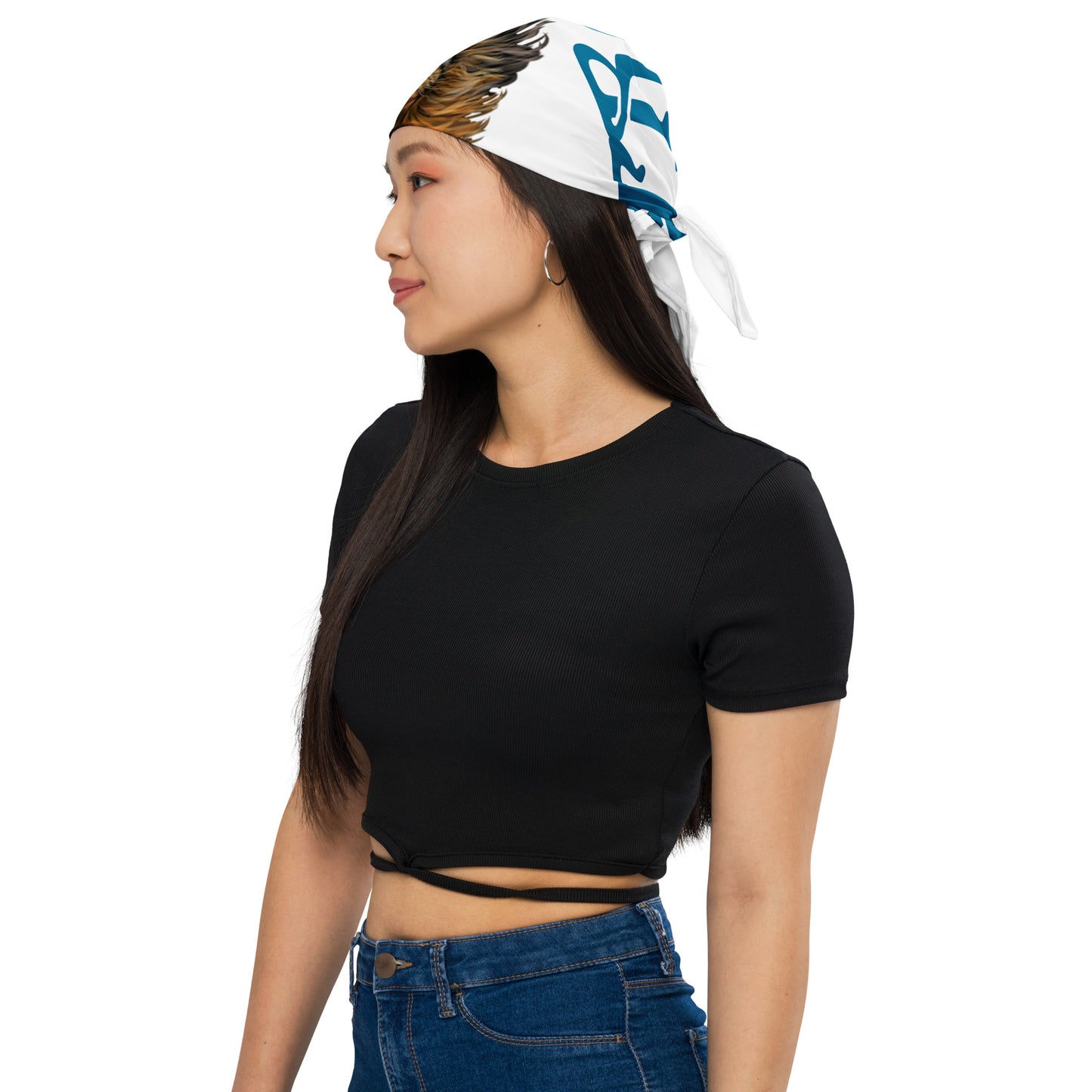 “I’AM STRONG!”White All-Over Print Bandana W/Cerulean Font