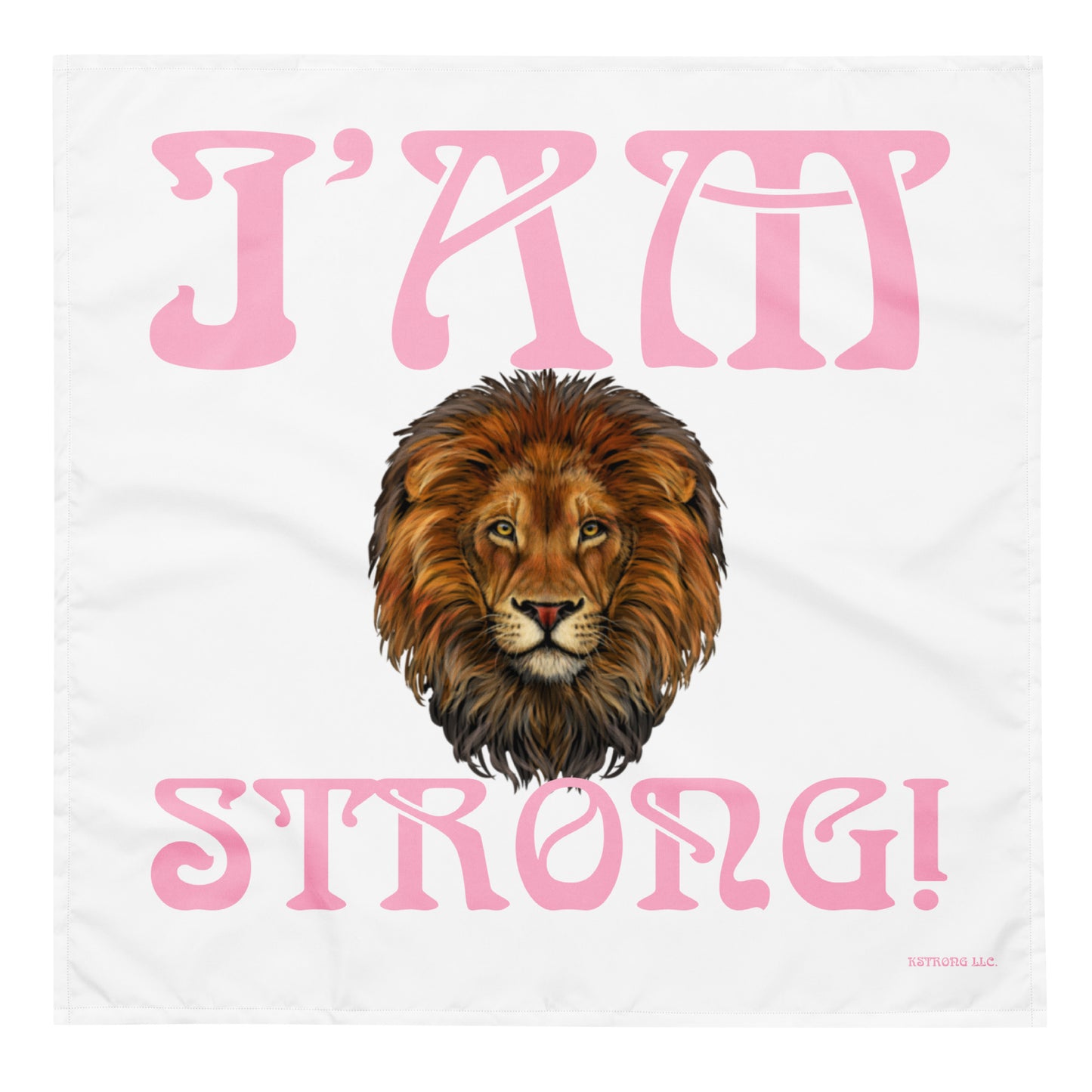 “I’AM STRONG!”White All-Over Print Bandana W/Cotton Candy Font