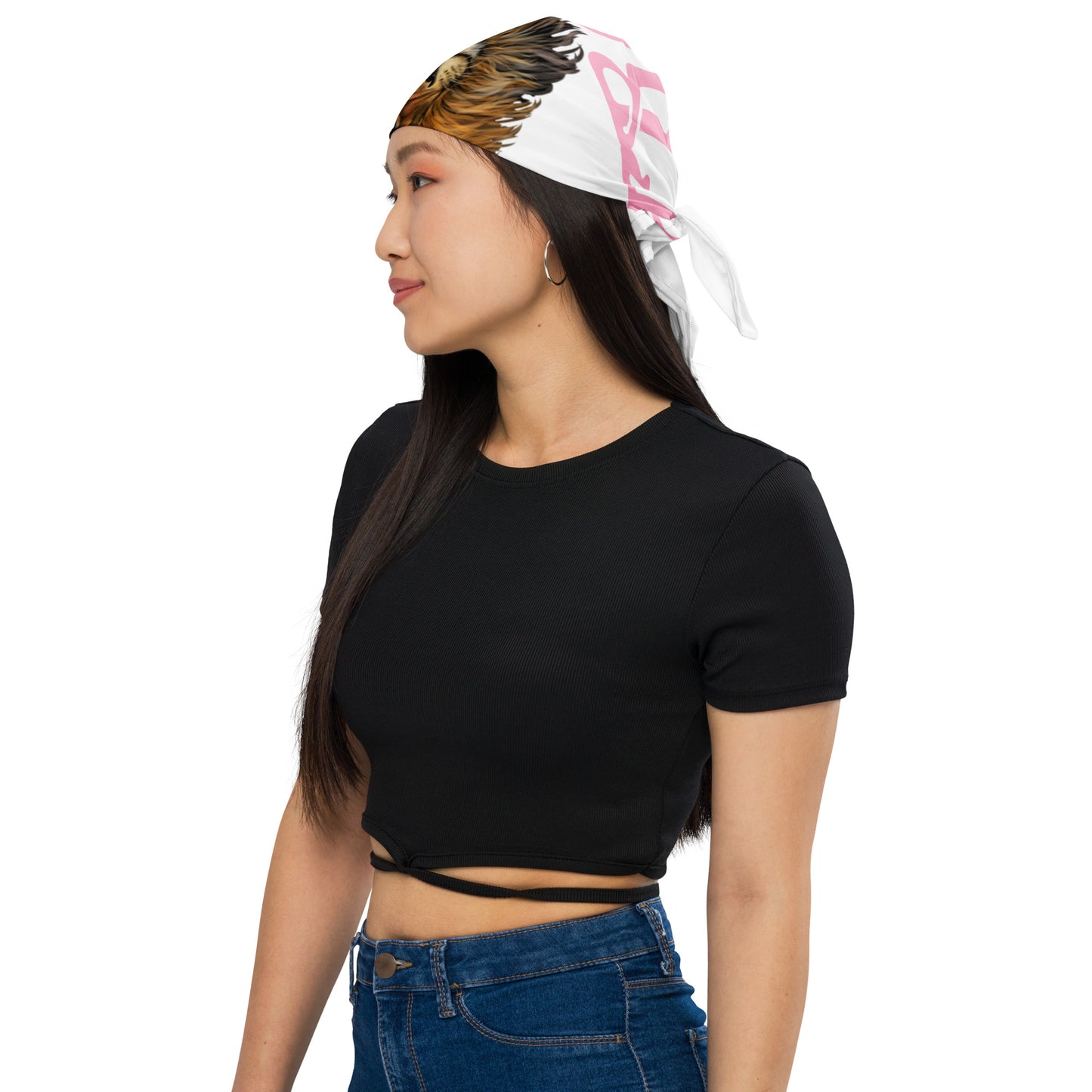 “I’AM STRONG!”White All-Over Print Bandana W/Cotton Candy Font