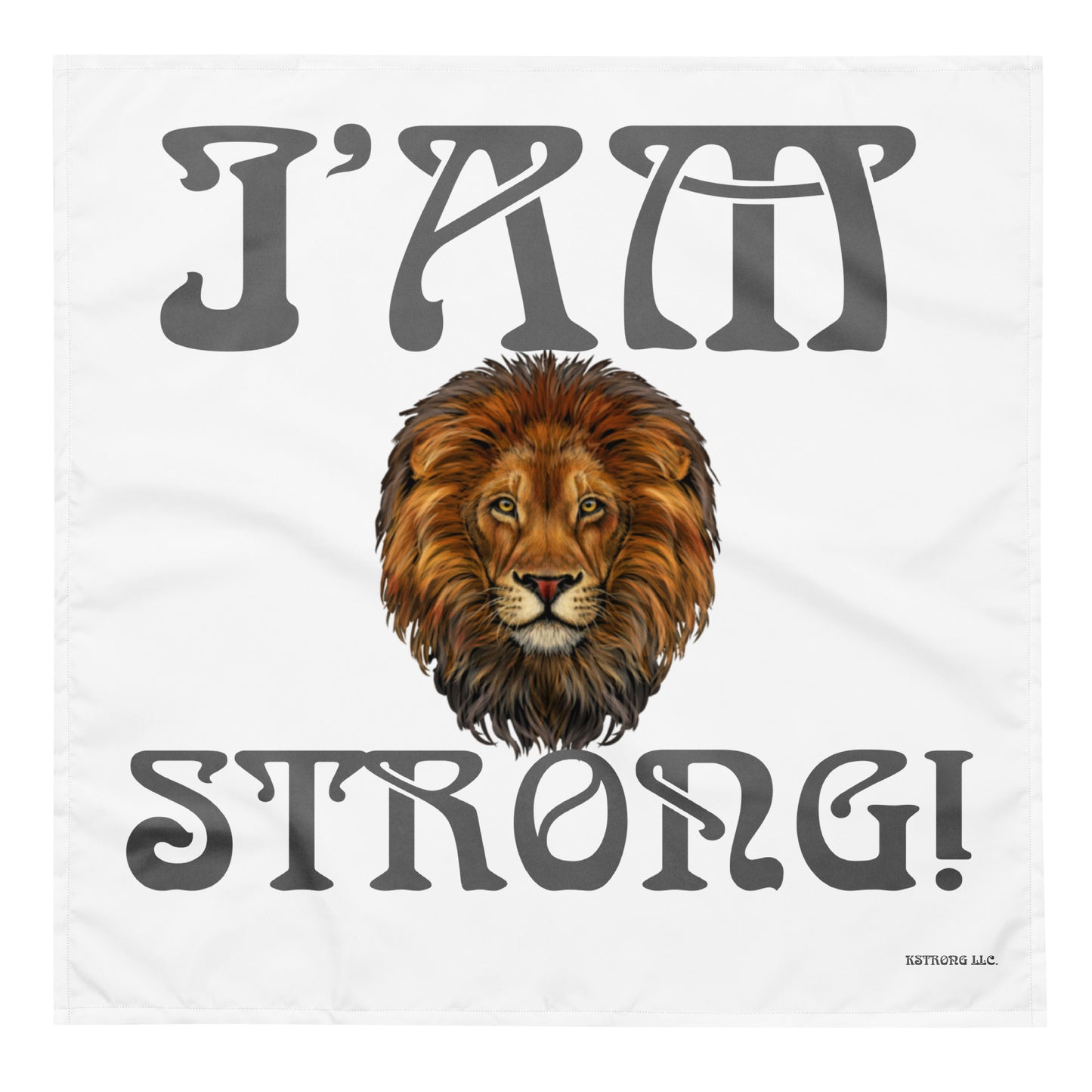 “I’AM STRONG!”White All-Over Print Bandana W/Grey Font