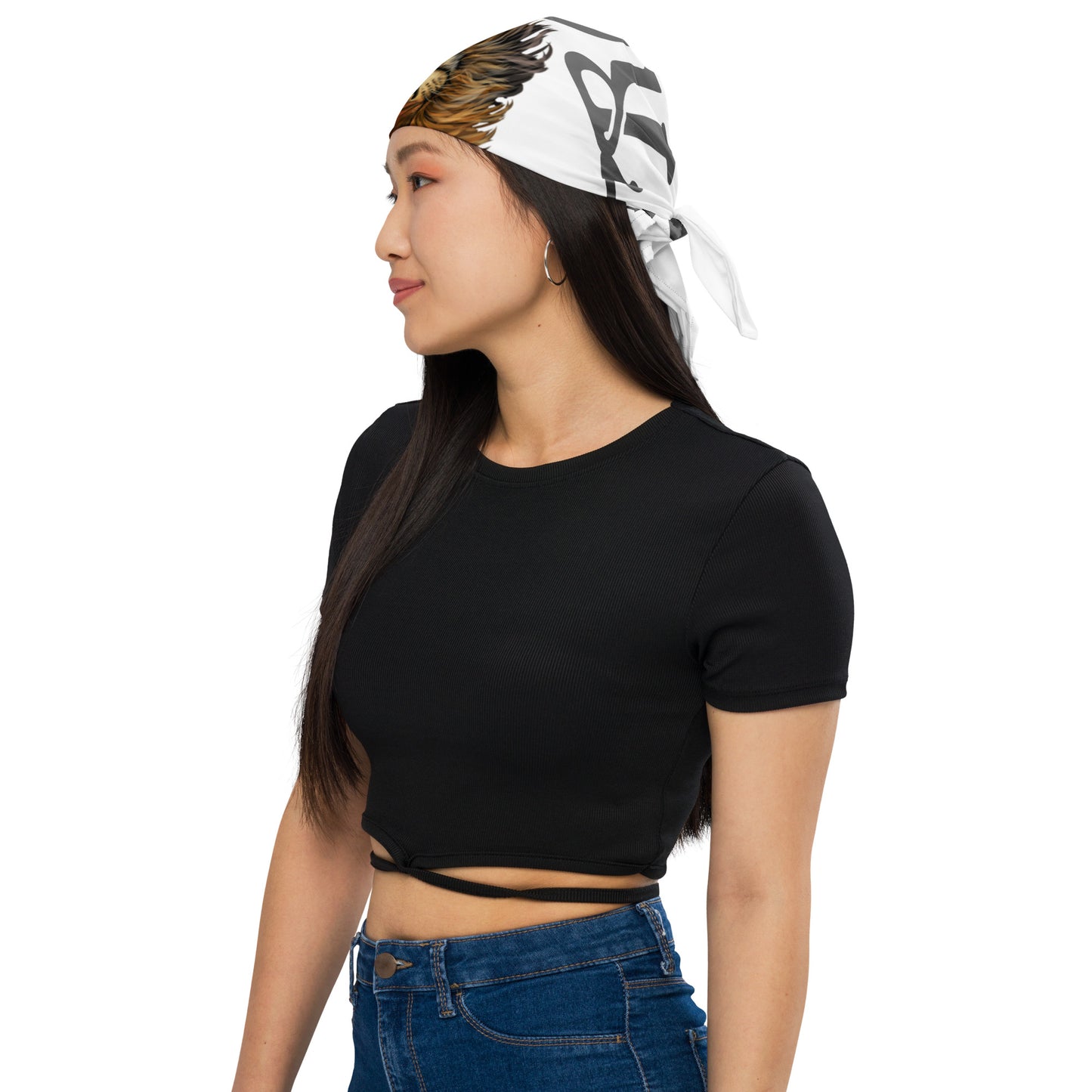 “I’AM STRONG!”White All-Over Print Bandana W/Grey Font