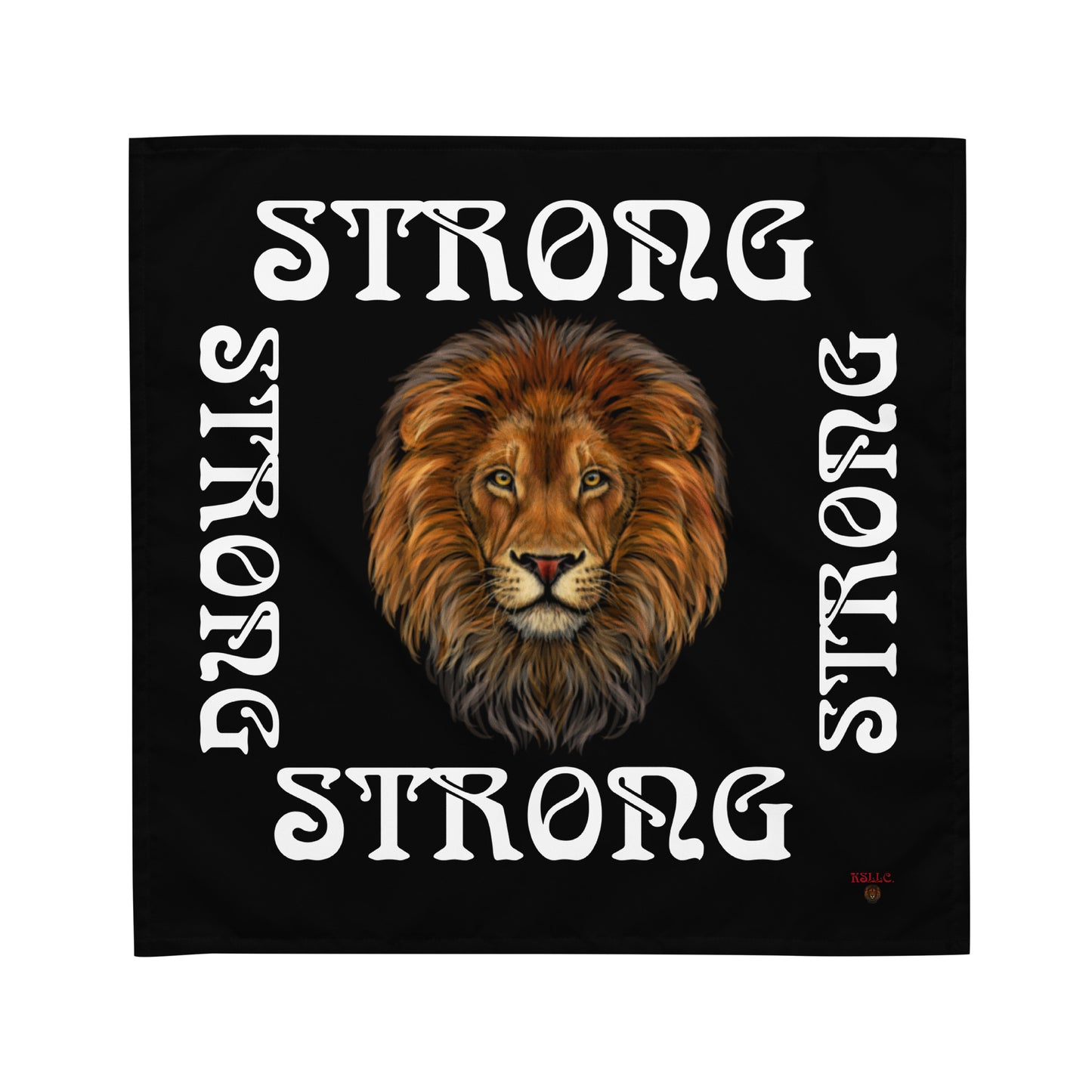 “STRONG” Black All-Over Print Bandana W/White Square Font