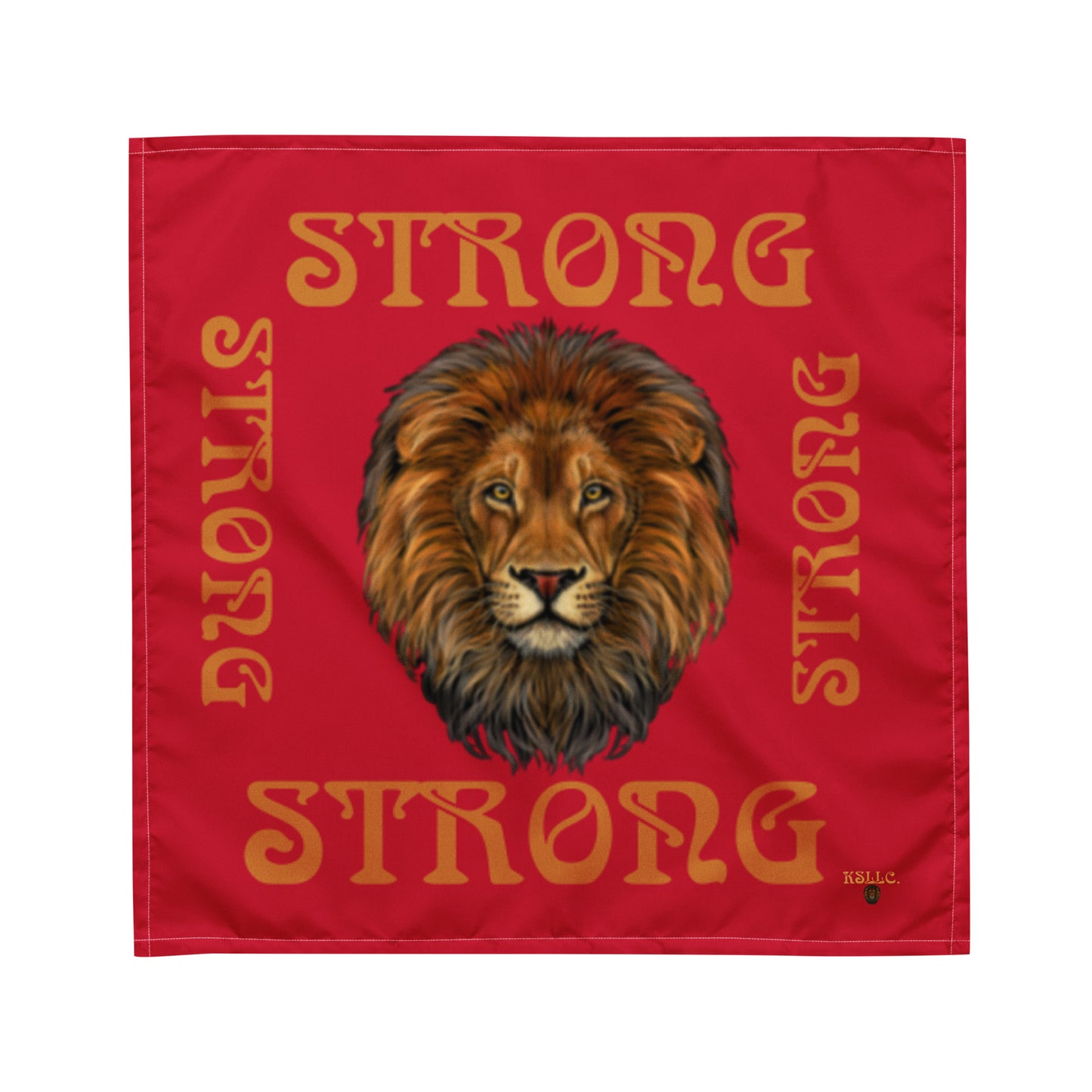 “STRONG” Red All-Over Print Bandana W/Bronze Square Font