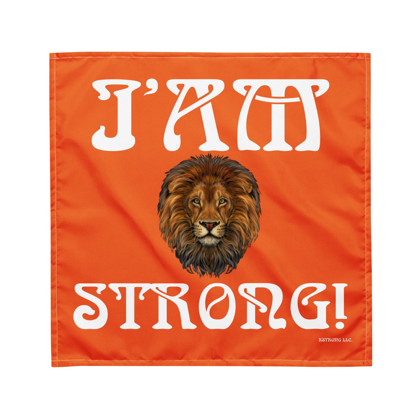“I’AM STRONG!” Orange All-Over Print Bandana W/White Font