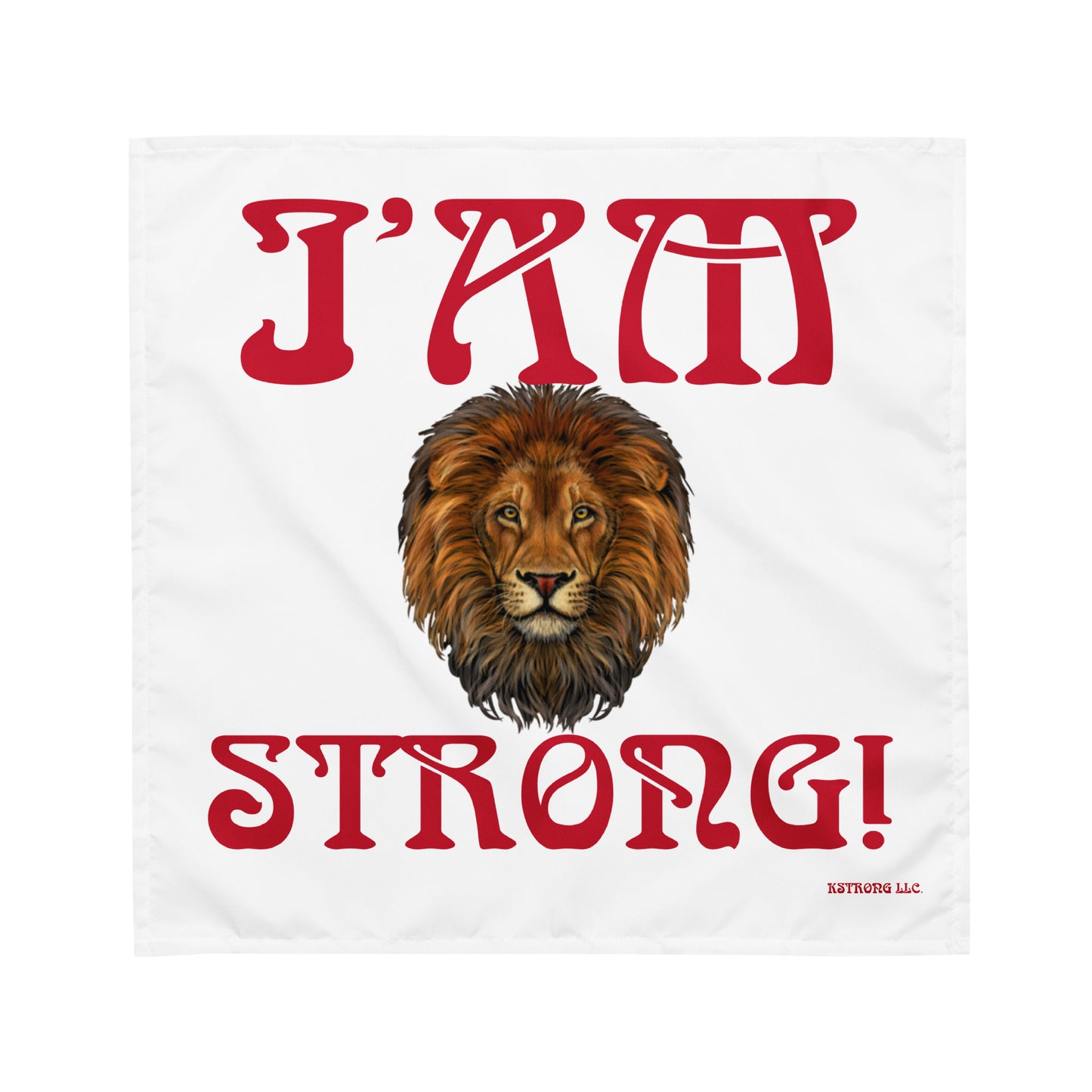 “I’AM STRONG!” White All-Over Print Bandana W/Red Font
