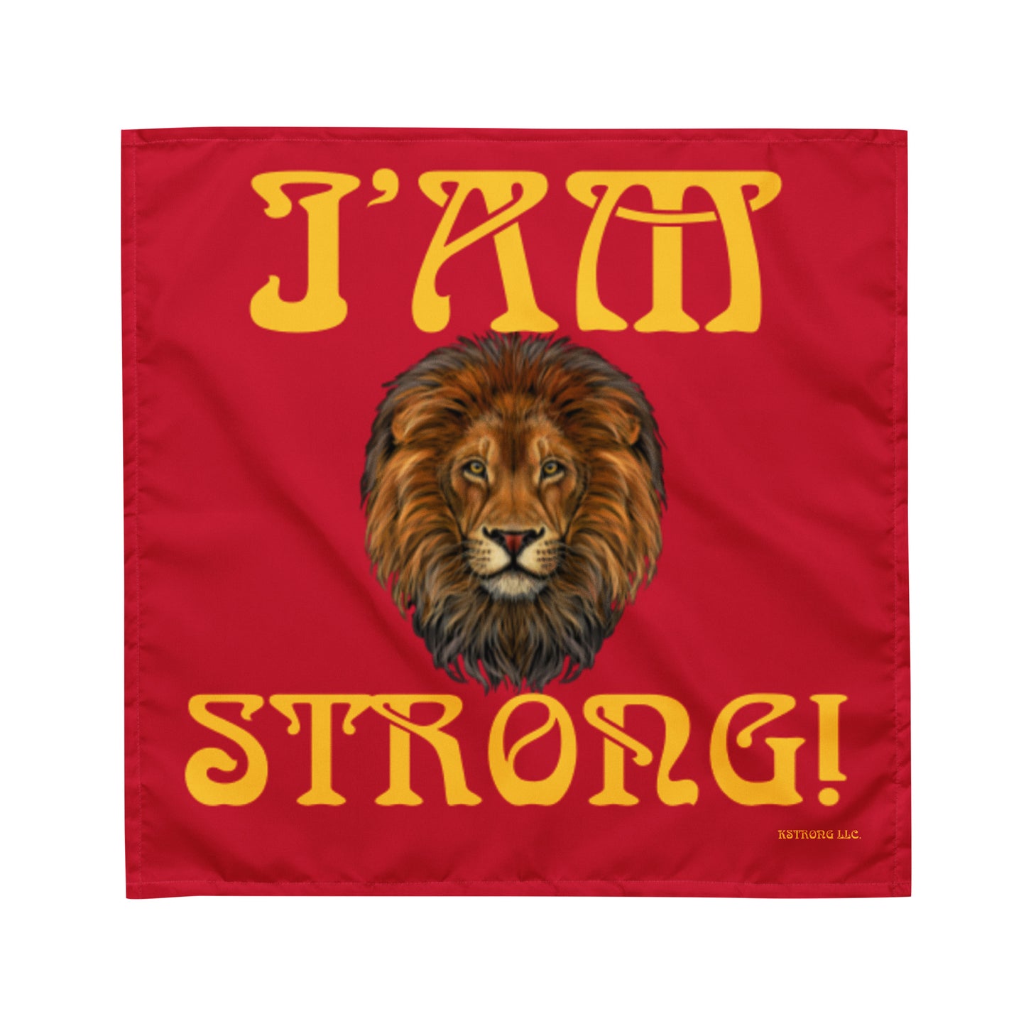 “I’AM STRONG!” Red All-Over Print Bandana W/Yellow Font