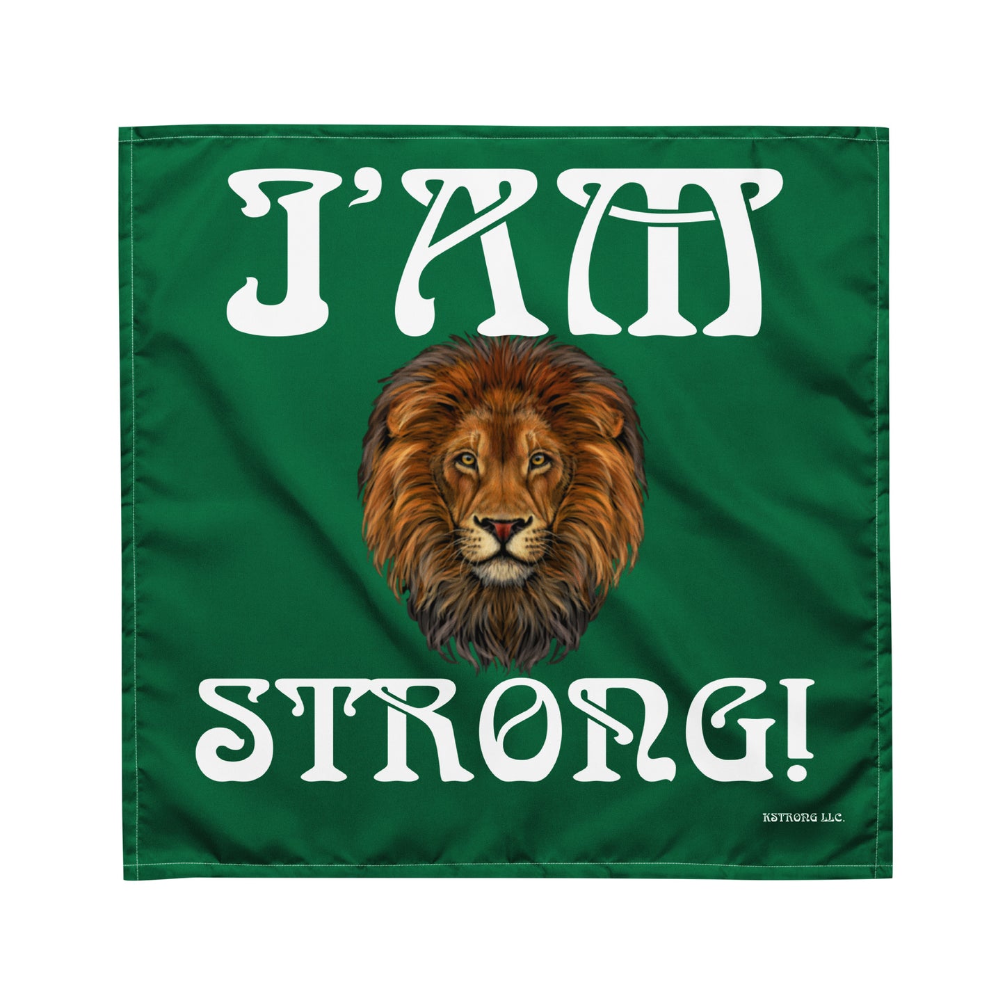 “I’AM STRONG!” Green All-Over Print Bandana W/White Font