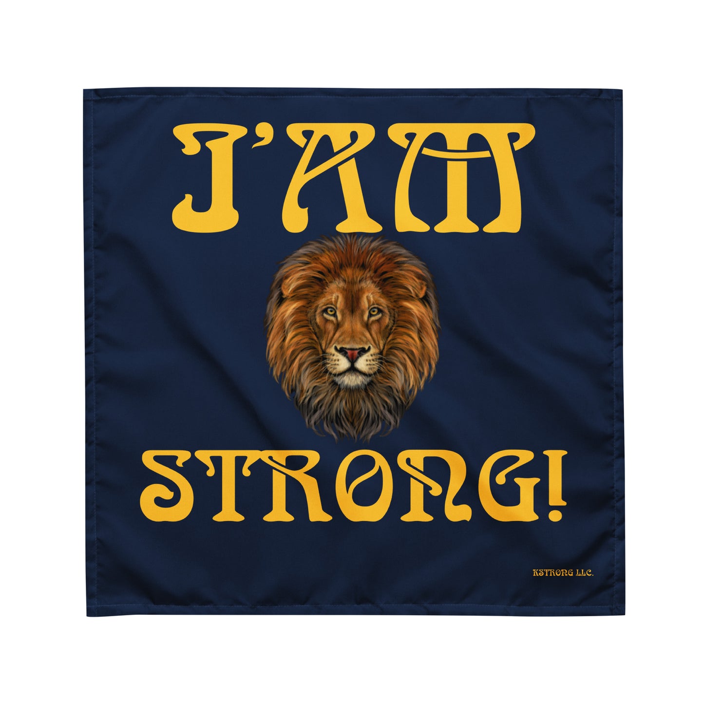 “I’AM STRONG!”Navy All-Over Print Bandana W/Yellow Font