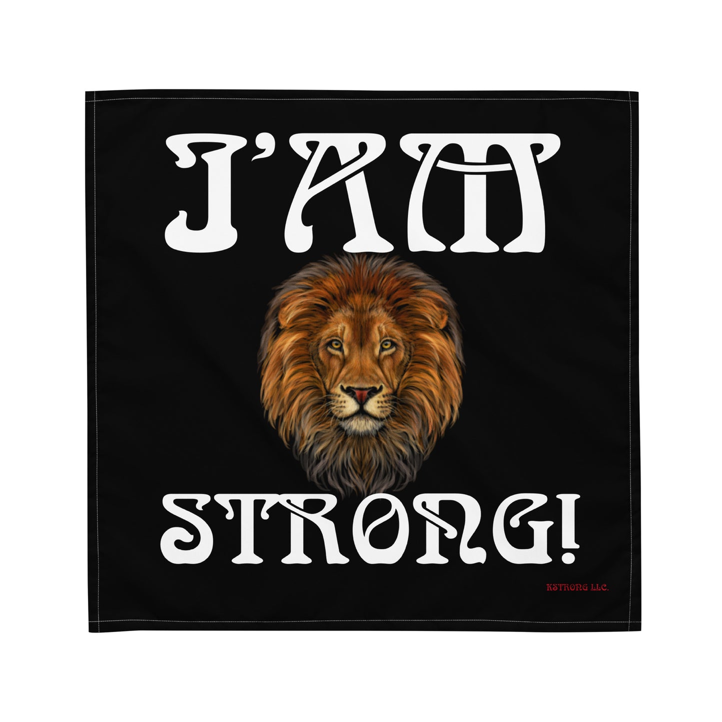 “I’AM STRONG!”Black All-Over Print Bandana W/White Font