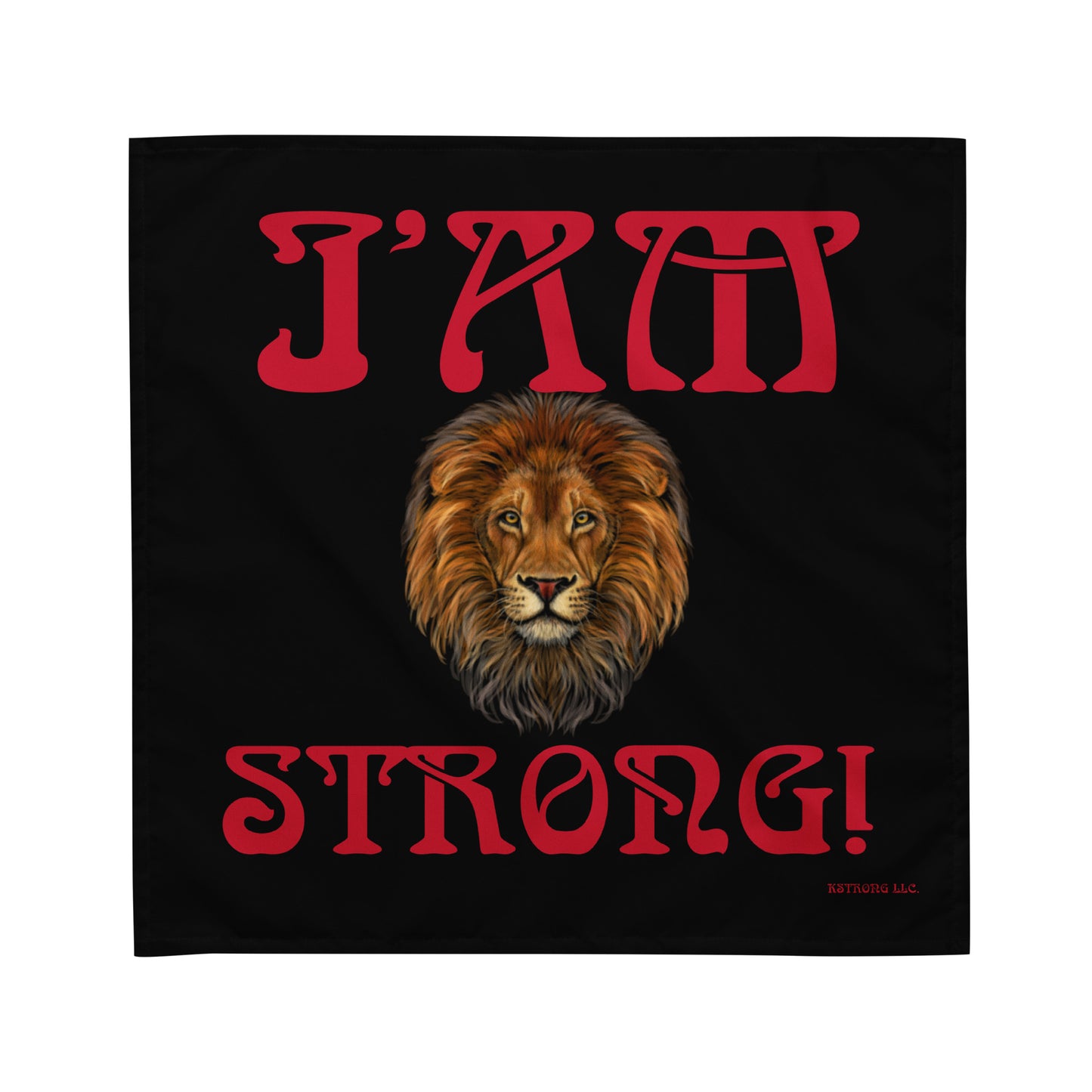 “I’AM STRONG!”Black All-Over Print Bandana W/Red Font