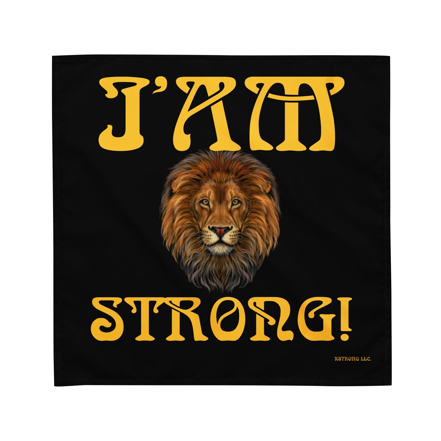 “I’AM STRONG!”Black All-Over Print Bandana W/Yellow Font