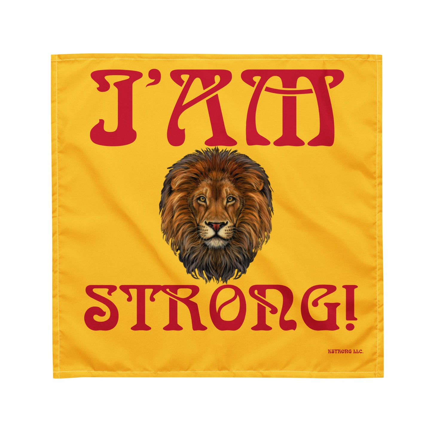 “I’AM STRONG!”Yellow All-Over Print Bandana W/Red Font