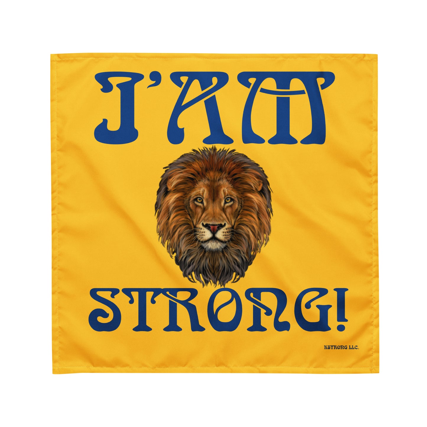“I’AM STRONG!”Yellow All-Over Print Bandana W/Blue Font