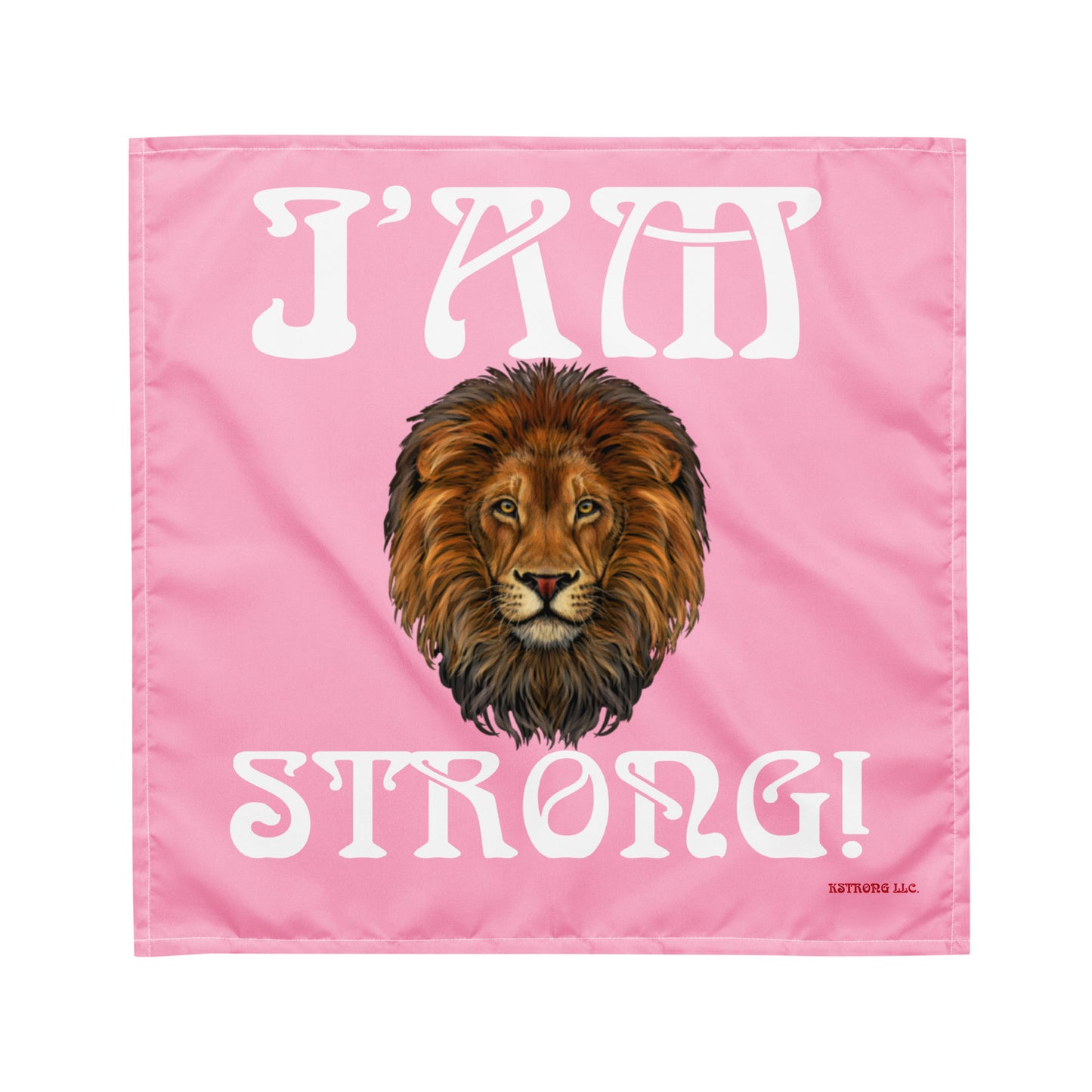 “I’AM STRONG!”Cotton Candy All-Over Print Bandana W/White Font